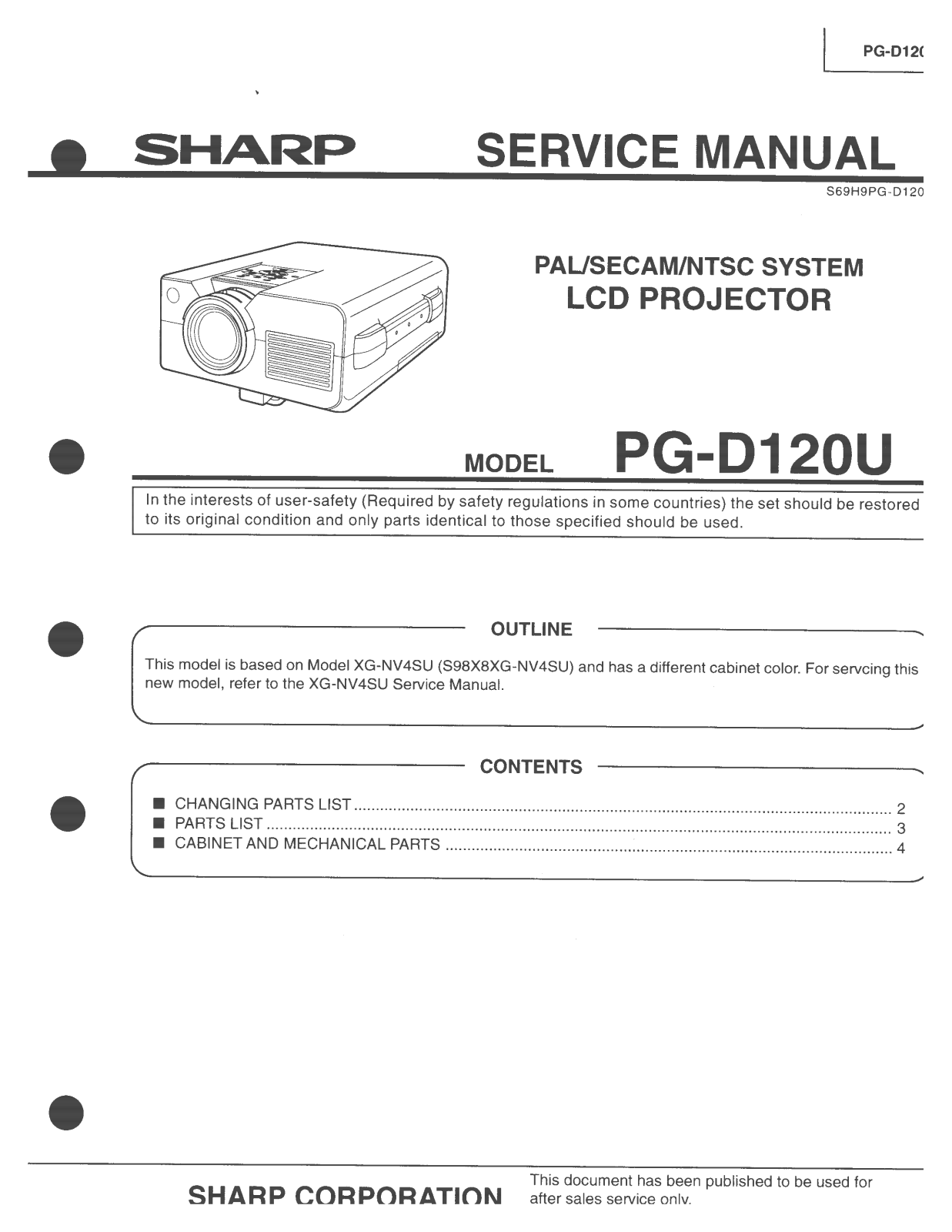 Sharp PGD120U Service Manual