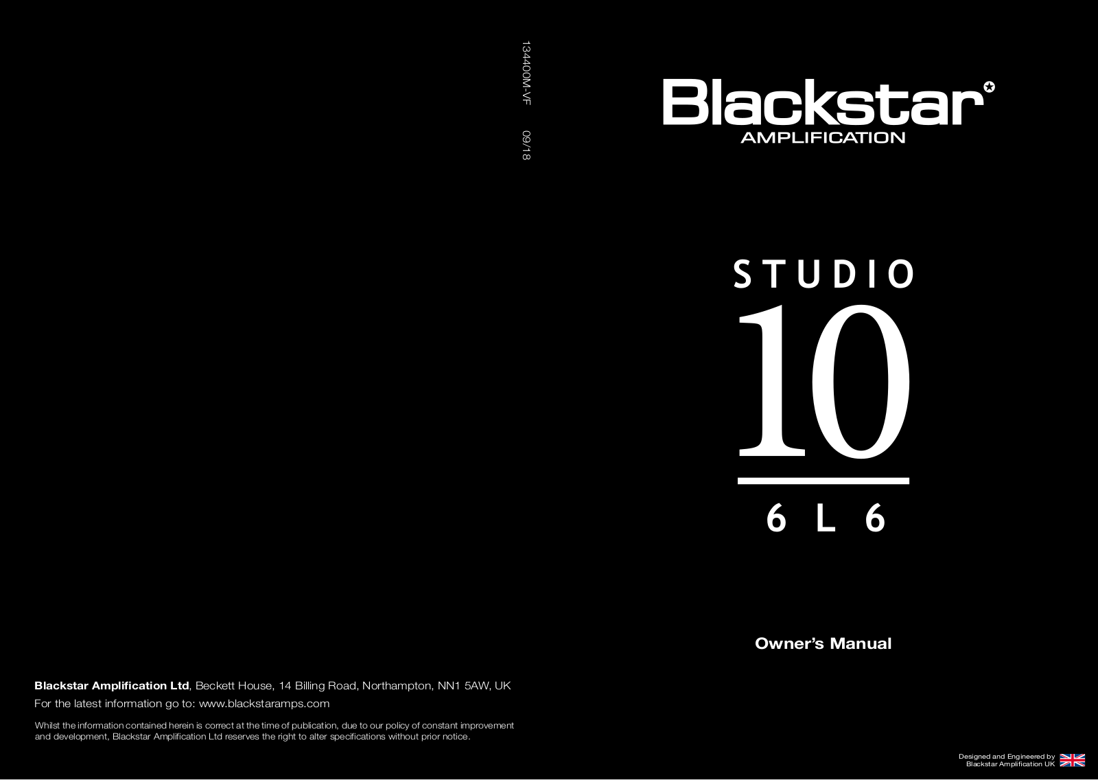 Blackstar Studio 10 6L6 Service Manual