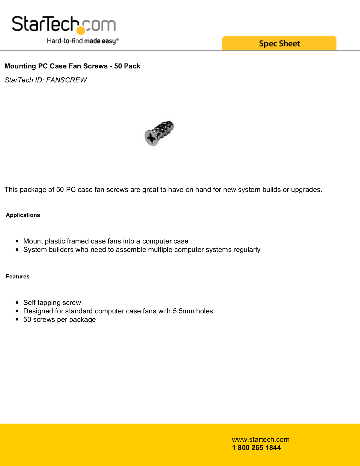 Startech FANSCREW User Manual
