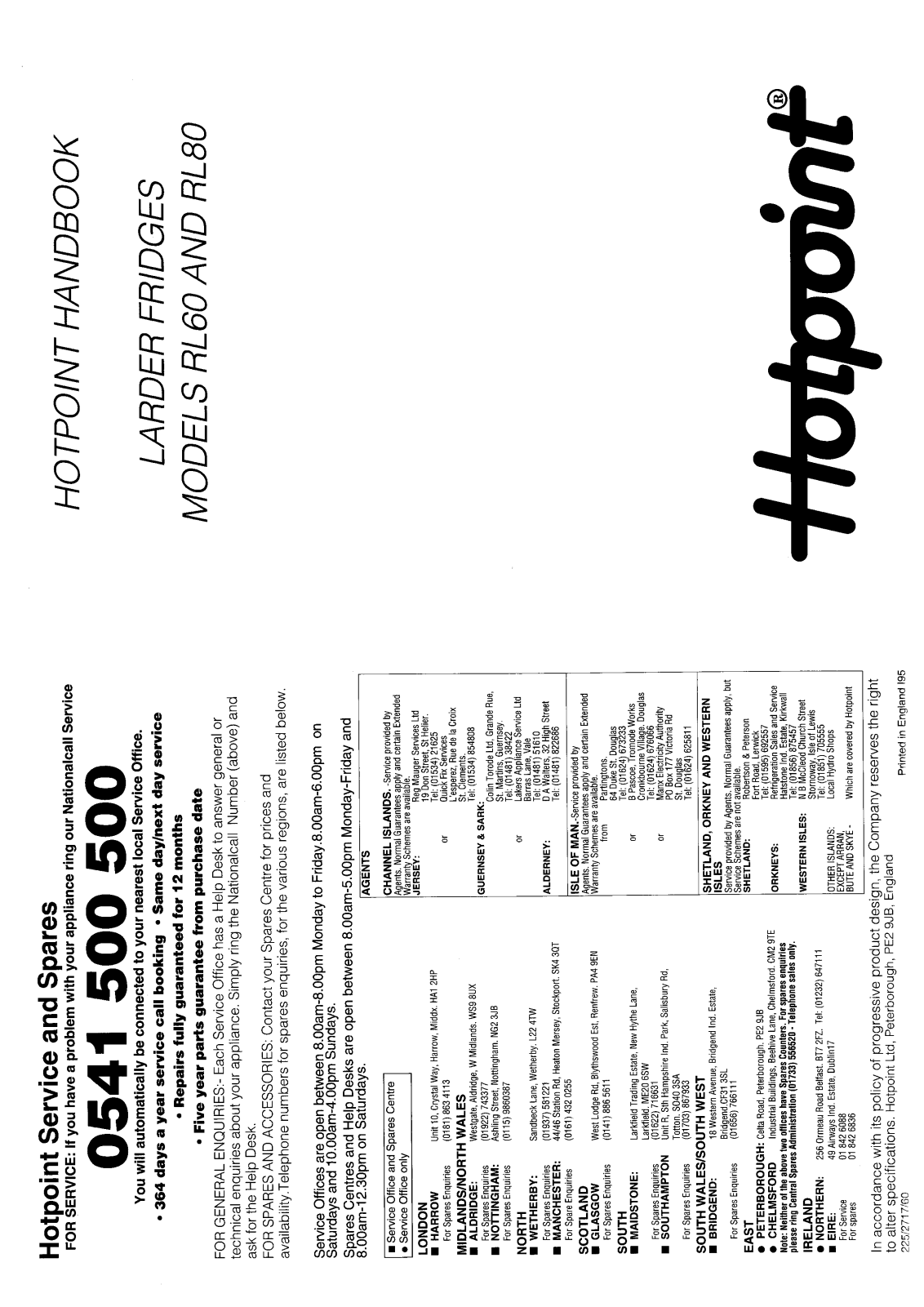 Hotpoint-Ariston HBRL80 User Manual