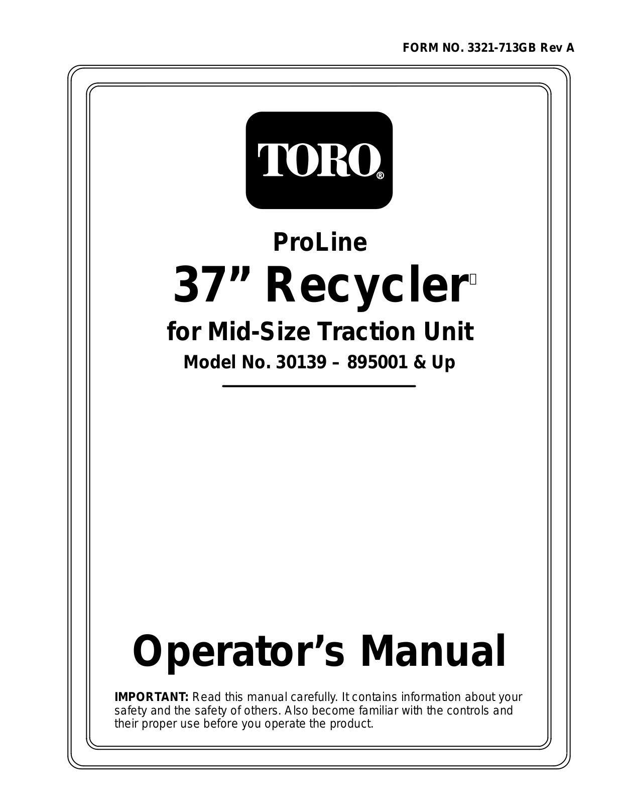 Toro 30139 Operator's Manual