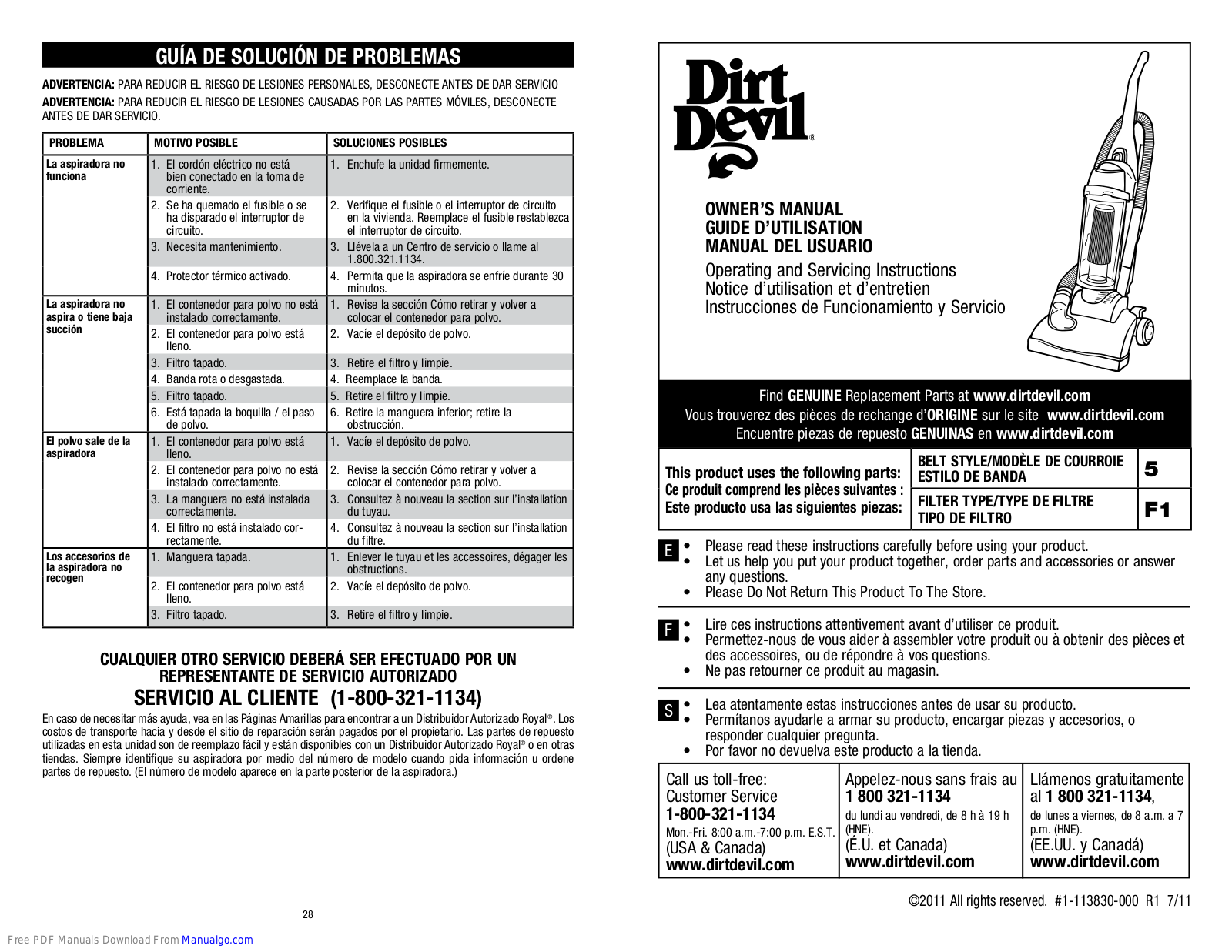 DIRT DEVIL M085845, M085845RED User Manual