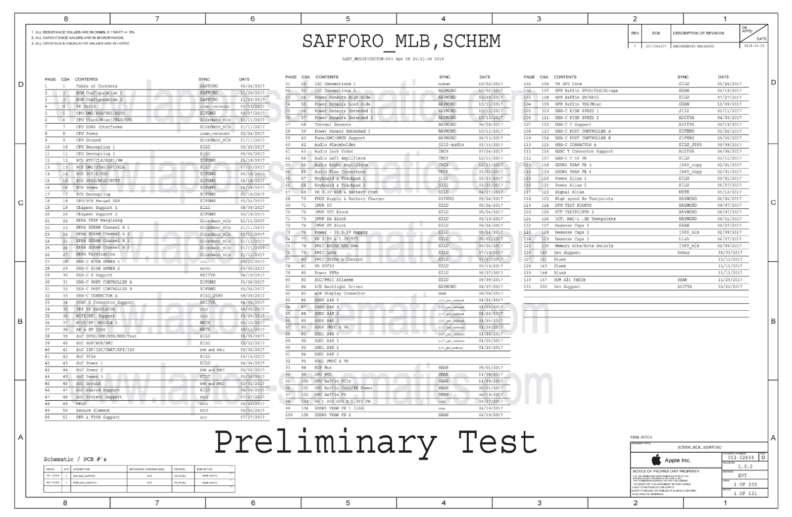 Apple MacBook Pro 15 Touch Bar 2019 Schematics