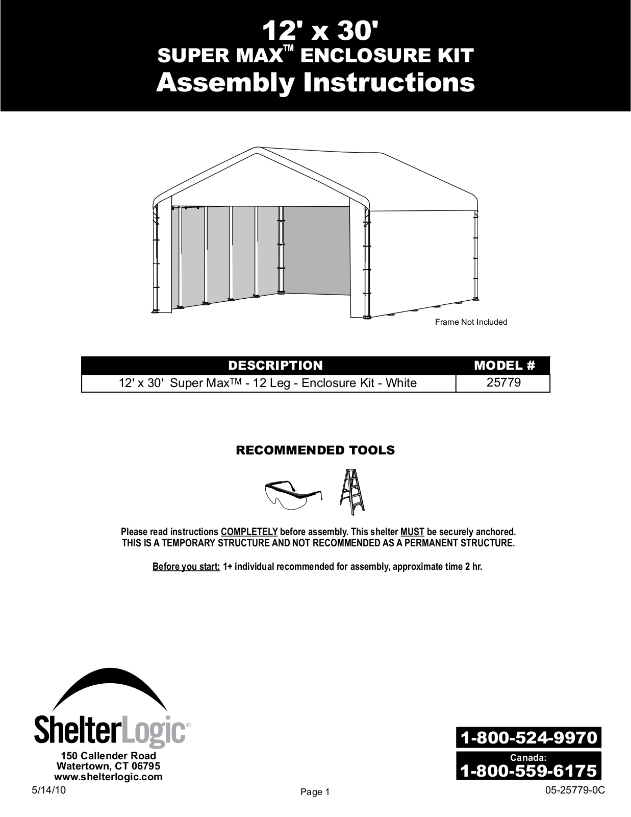 ShelterLogic 25779 User Manual