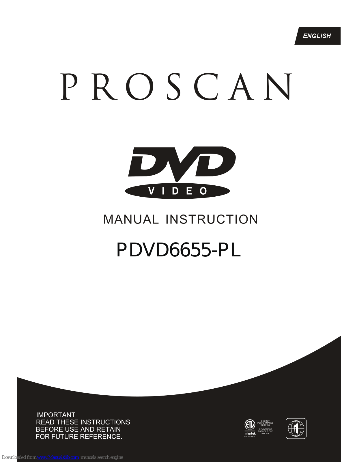 ProScan PDVD6655-PL Manual Instruction