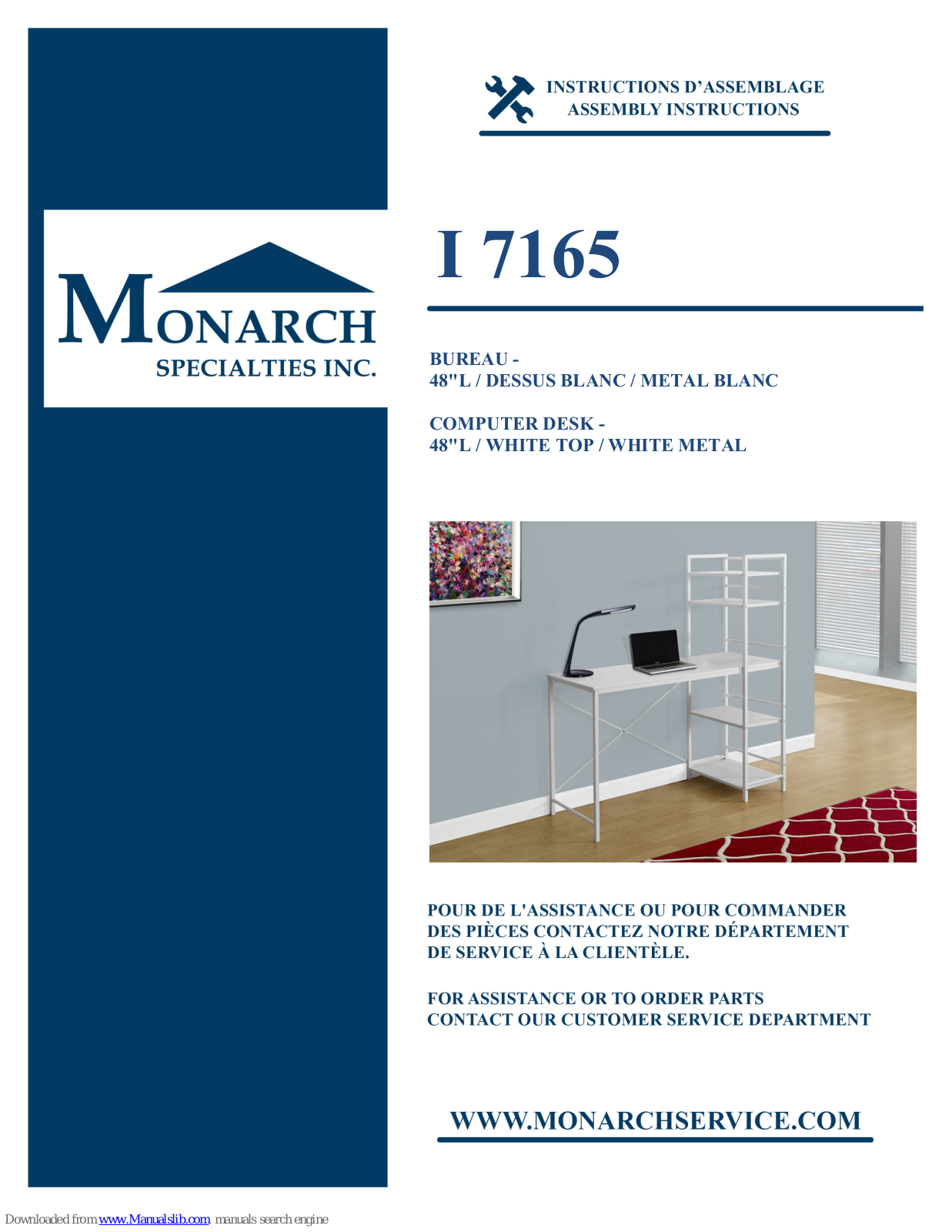 Monarch Specialties I 7165 Assembly Instructions Manual