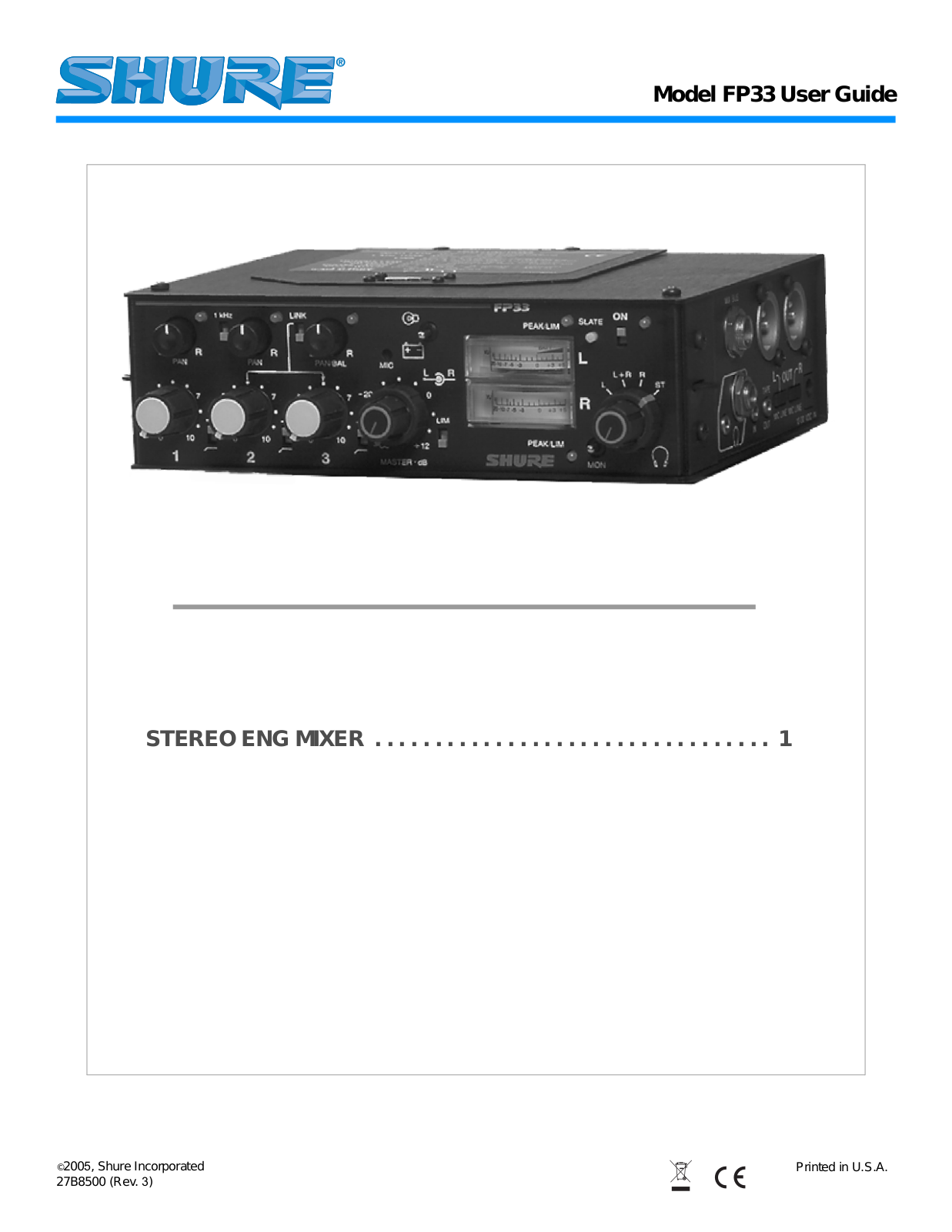 Shure FP33 User Manual