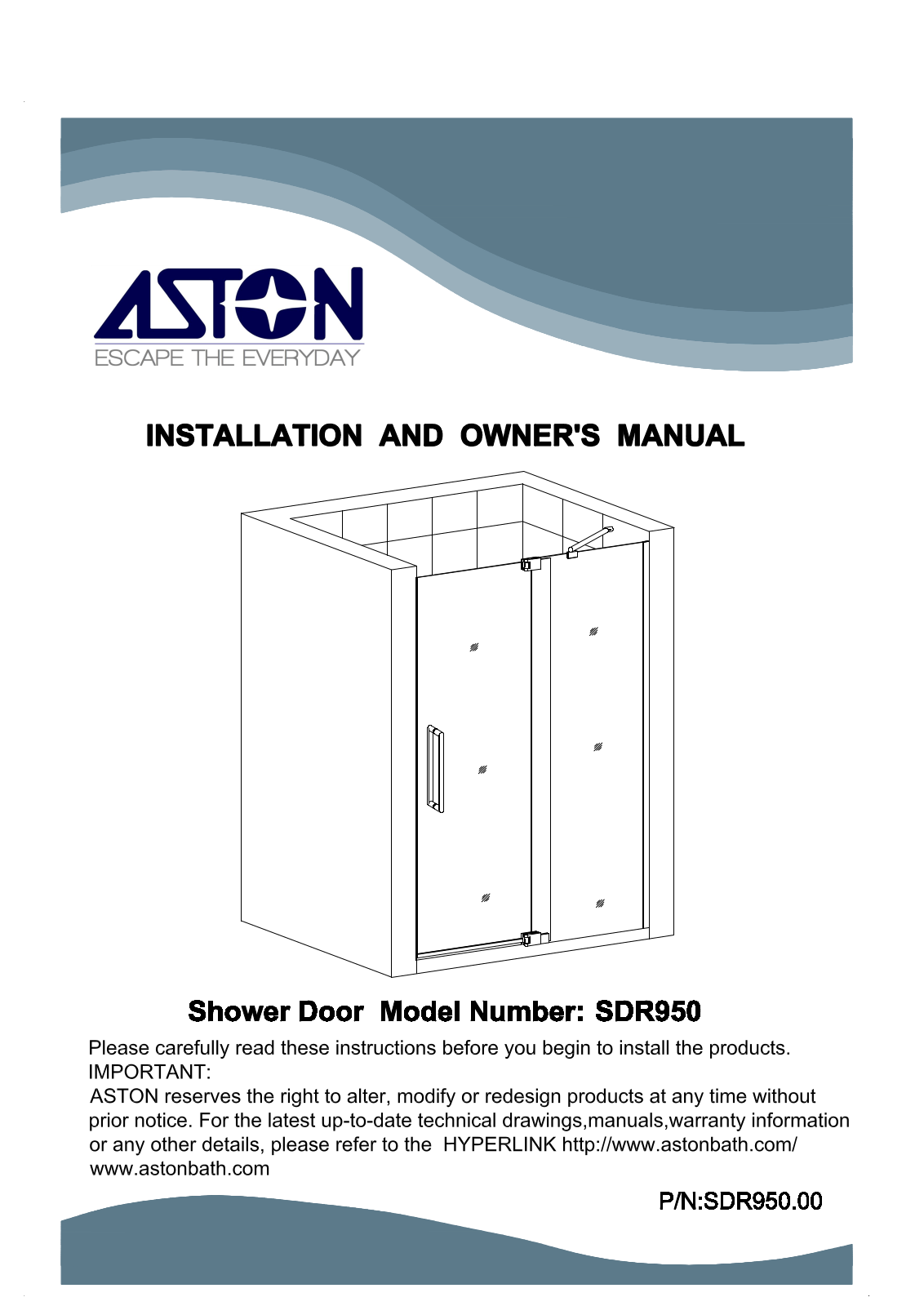 Aston Global SDR950EZCH313610, SDR950EZORB364210, SDR950EZSS313610, SDR950EZORB546010, SDR950EZSS546010 User Manual
