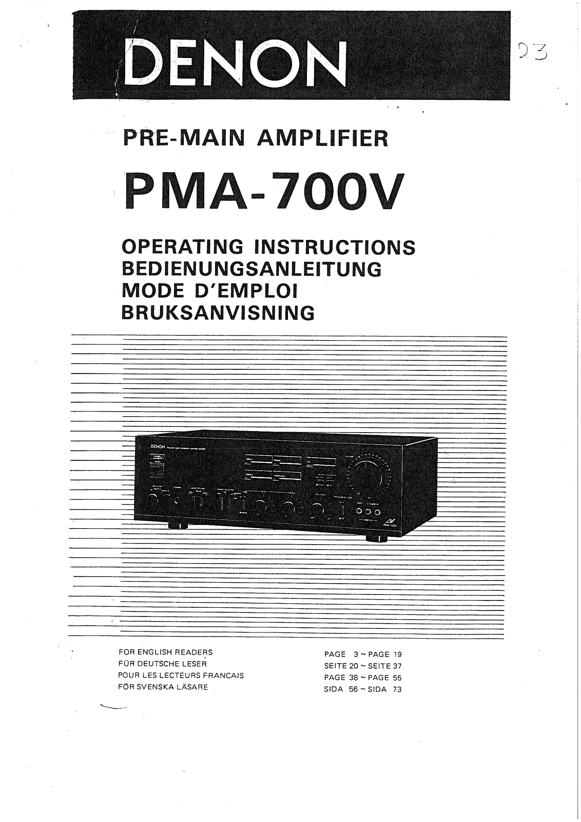 Denon PMA-700V OPERATING INSTRUCTIONS