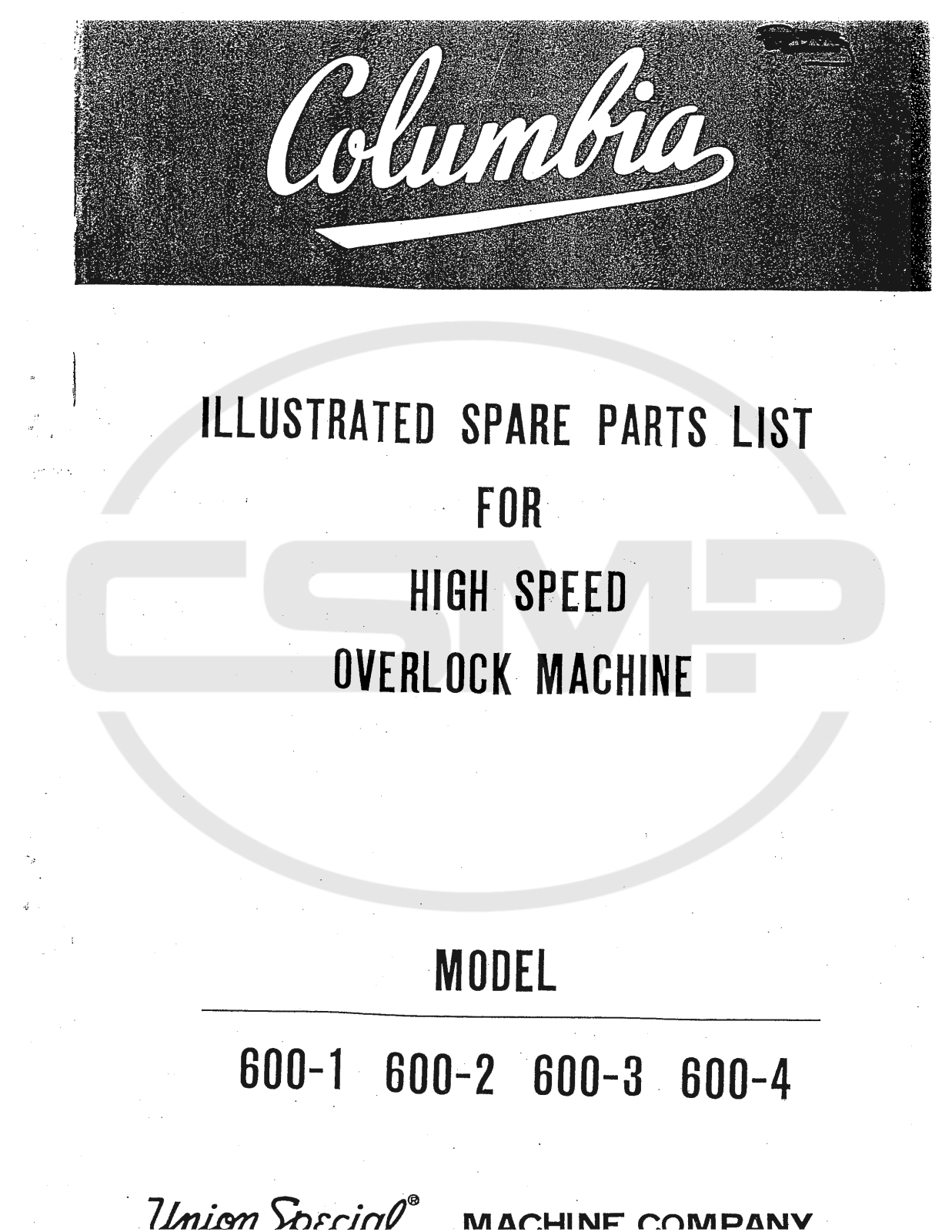 Union Special 600-2 Parts Book