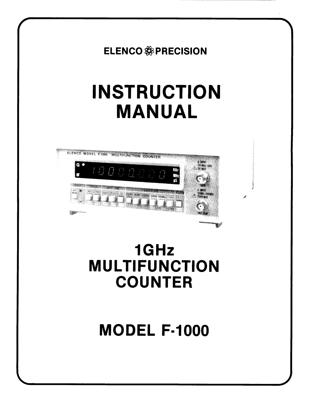 Elenco Precision F-1000 Service manual