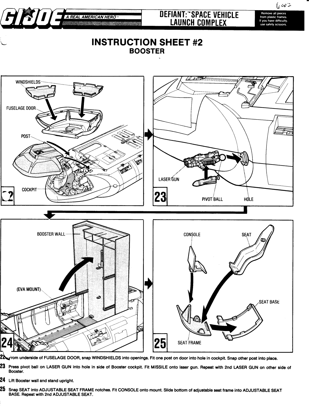 HASBRO GIJoe Defiant Space Vehicle Launch Complex Inst User Manual