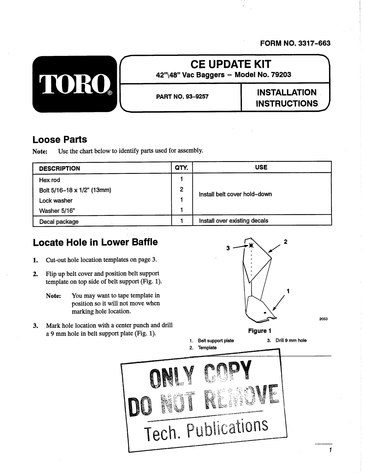 Toro 93-9257 Installation Instructions