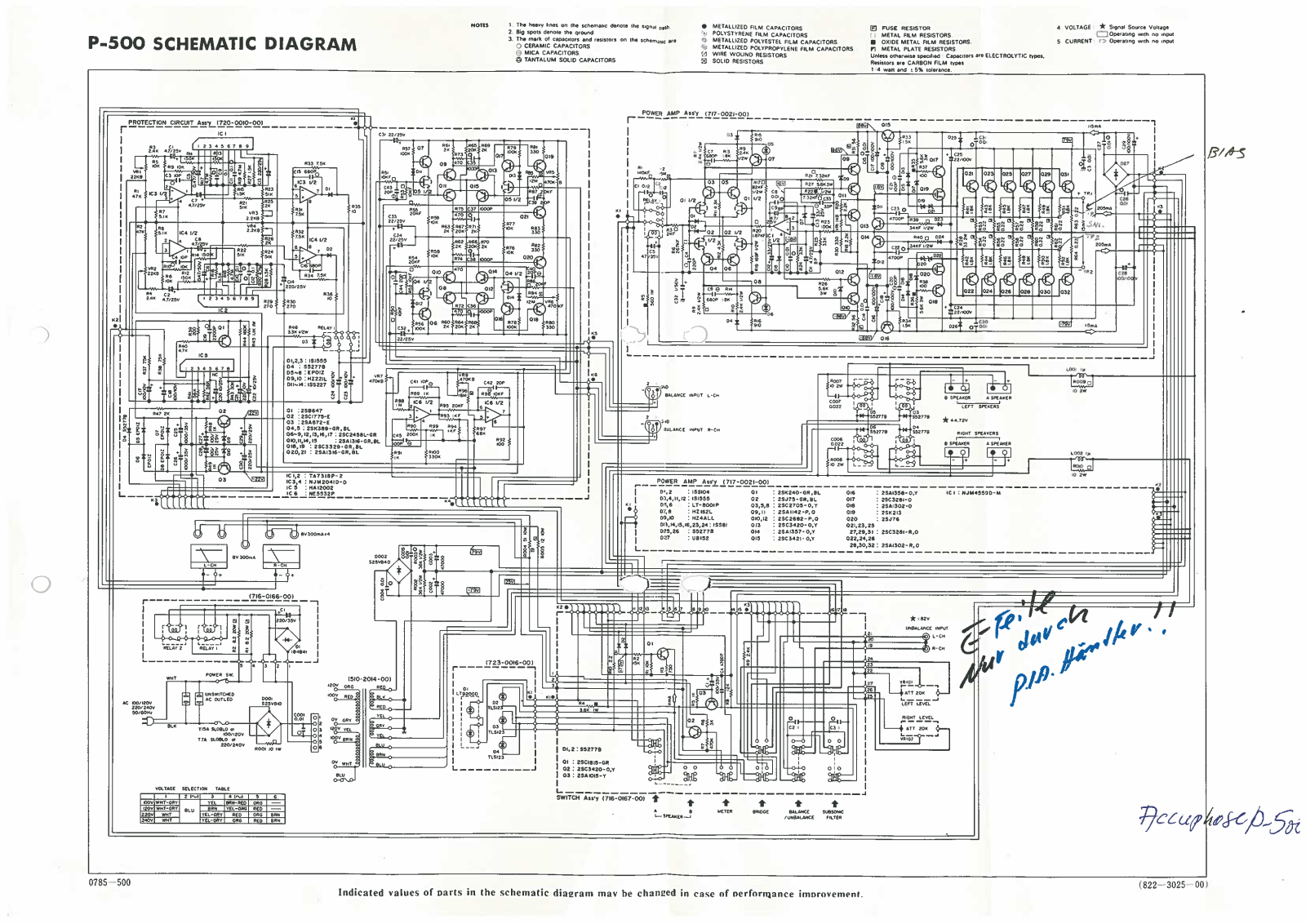 Accuphase P500 Schematic