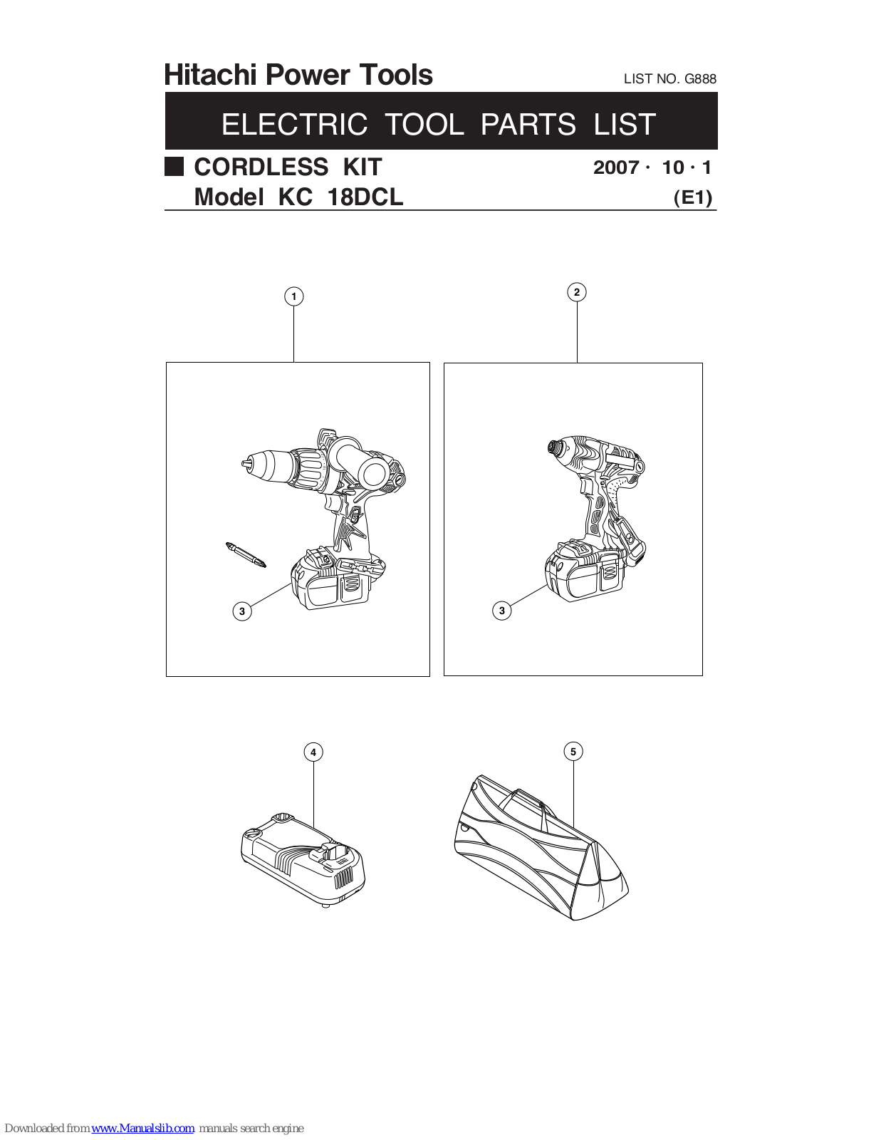 Hitachi KC18DCL Parts List