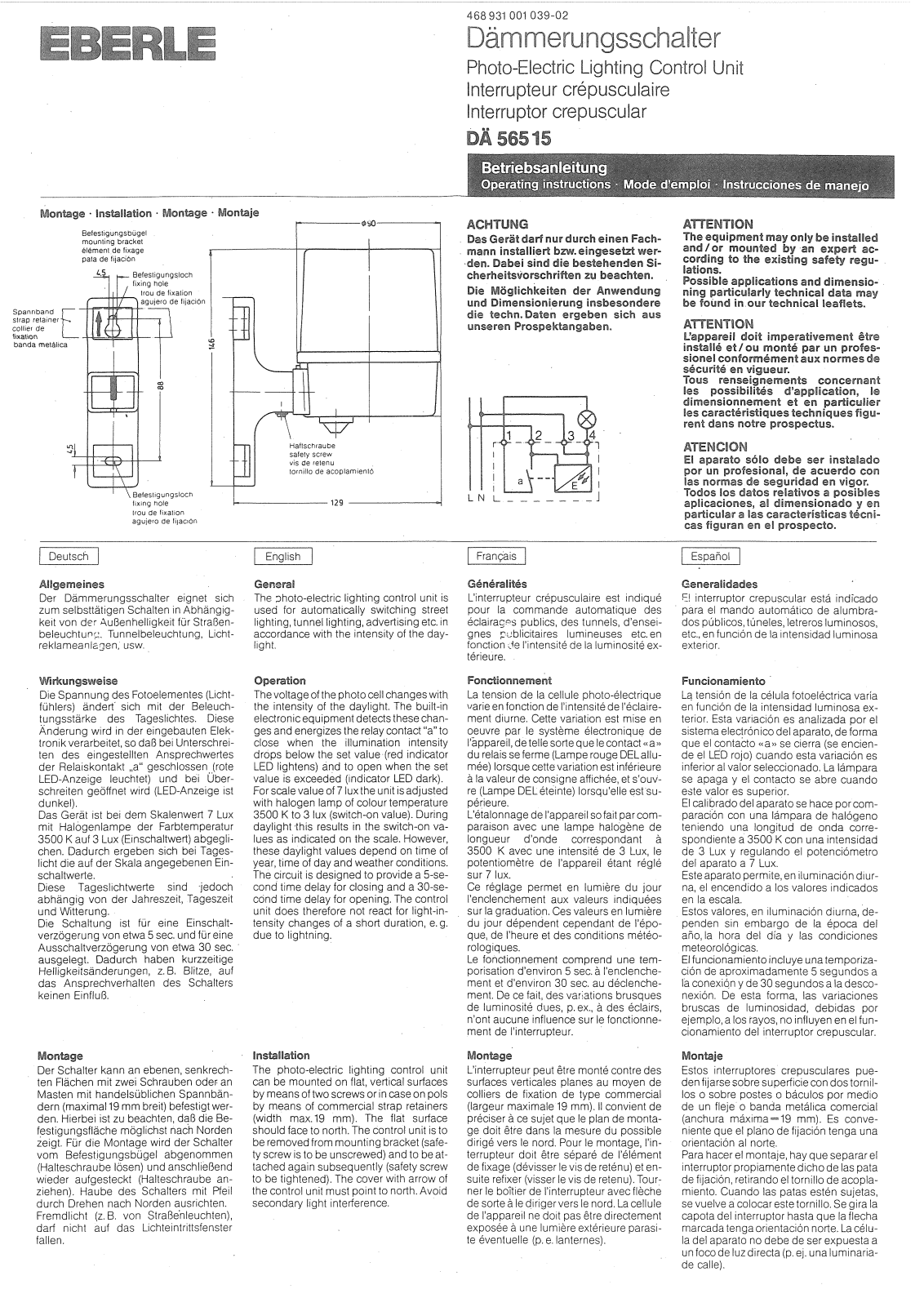 Eberle DA 565 15 User guide