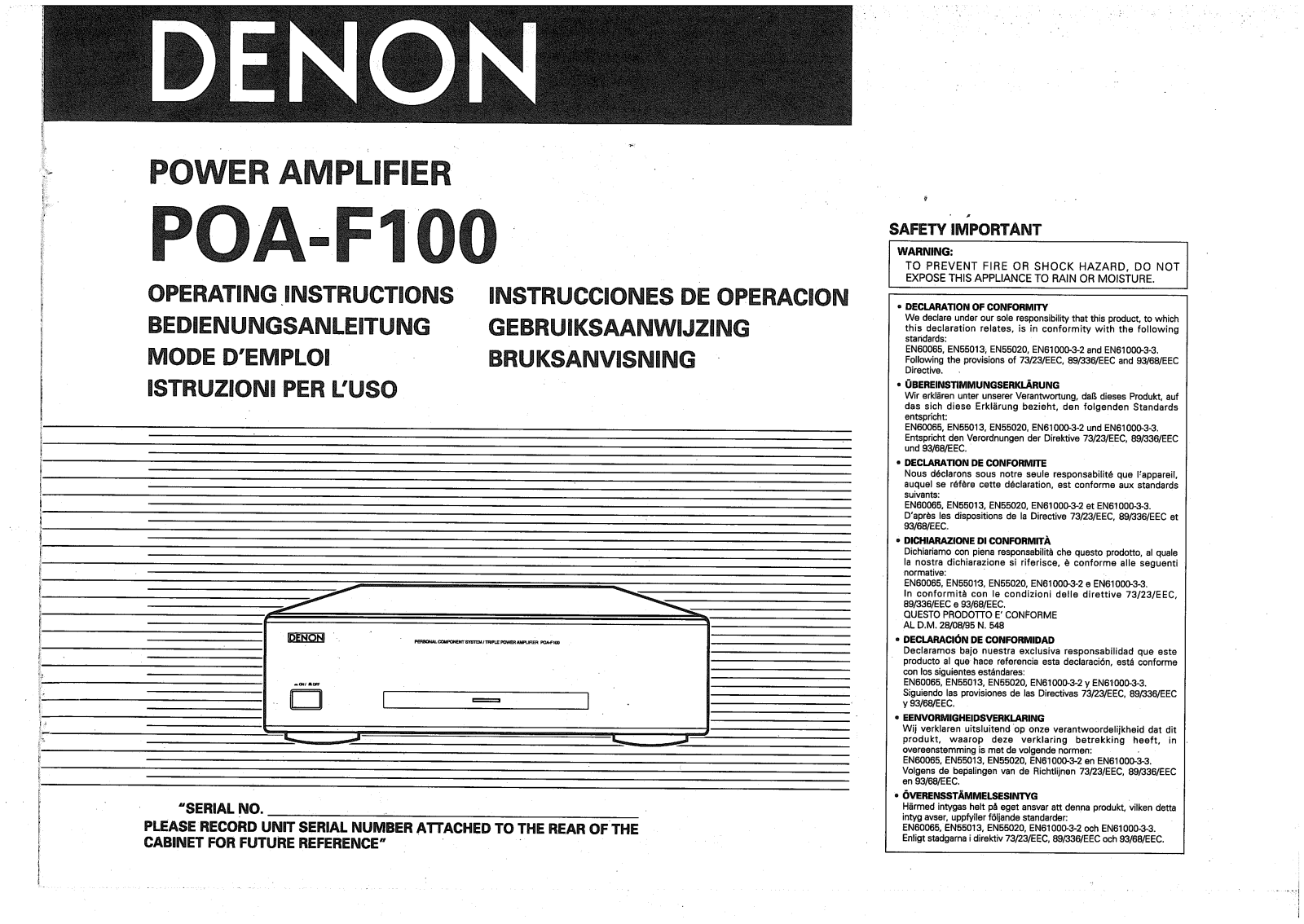 Denon POA-F100 User Manual