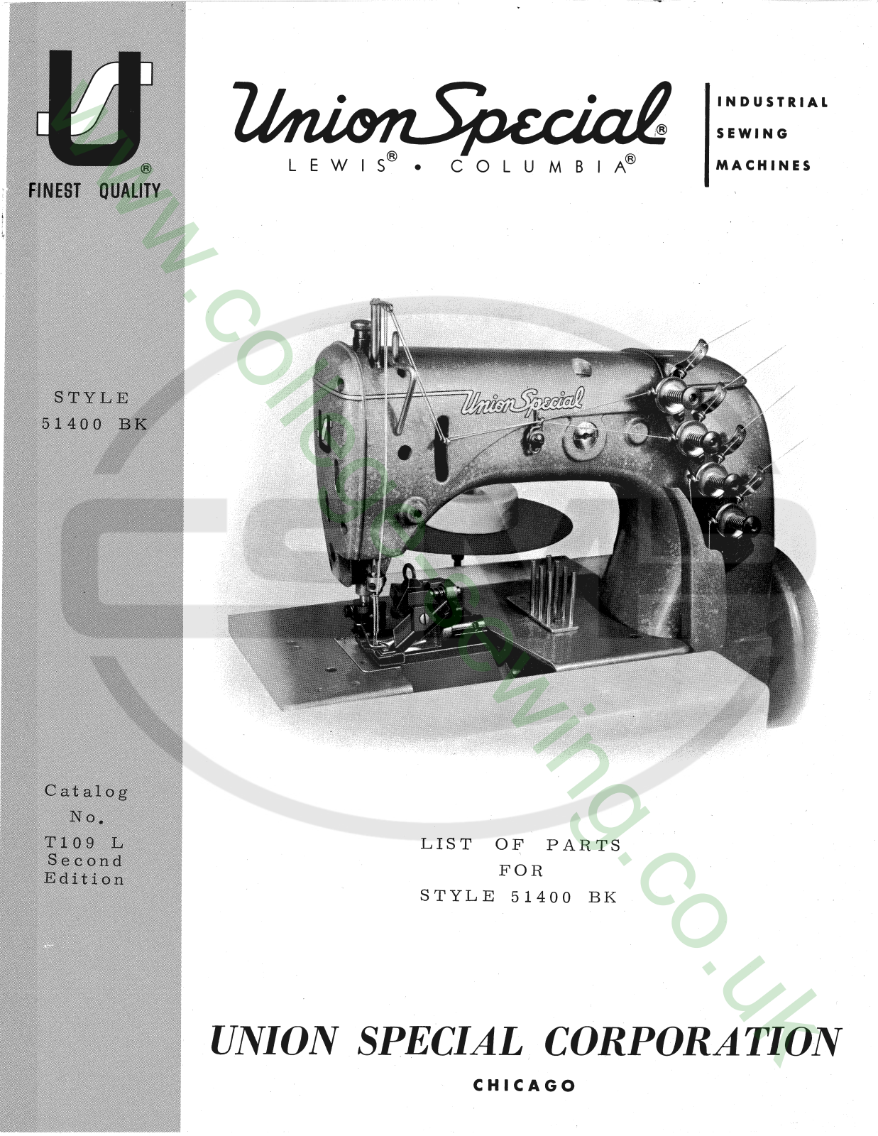 Union Special T109L Parts Book