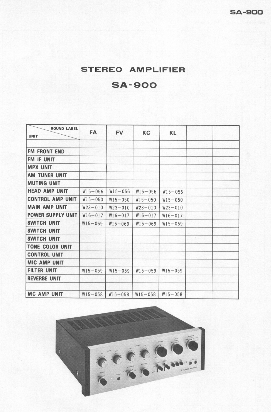 Pioneer SA-900 Schematic