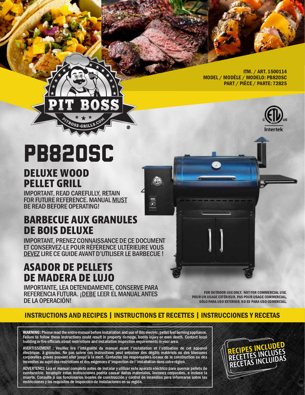 Pit boss PB820SC User Manual