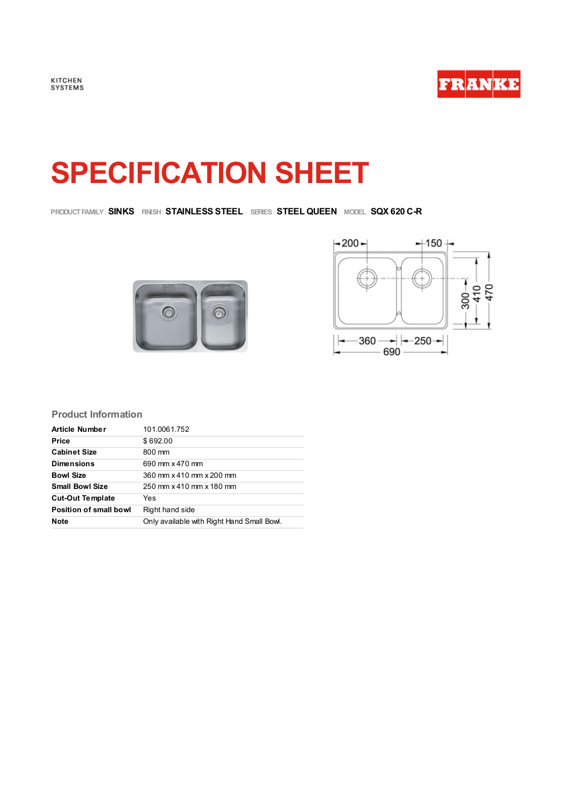 Franke Foodservice SQX 620 C-R User Manual