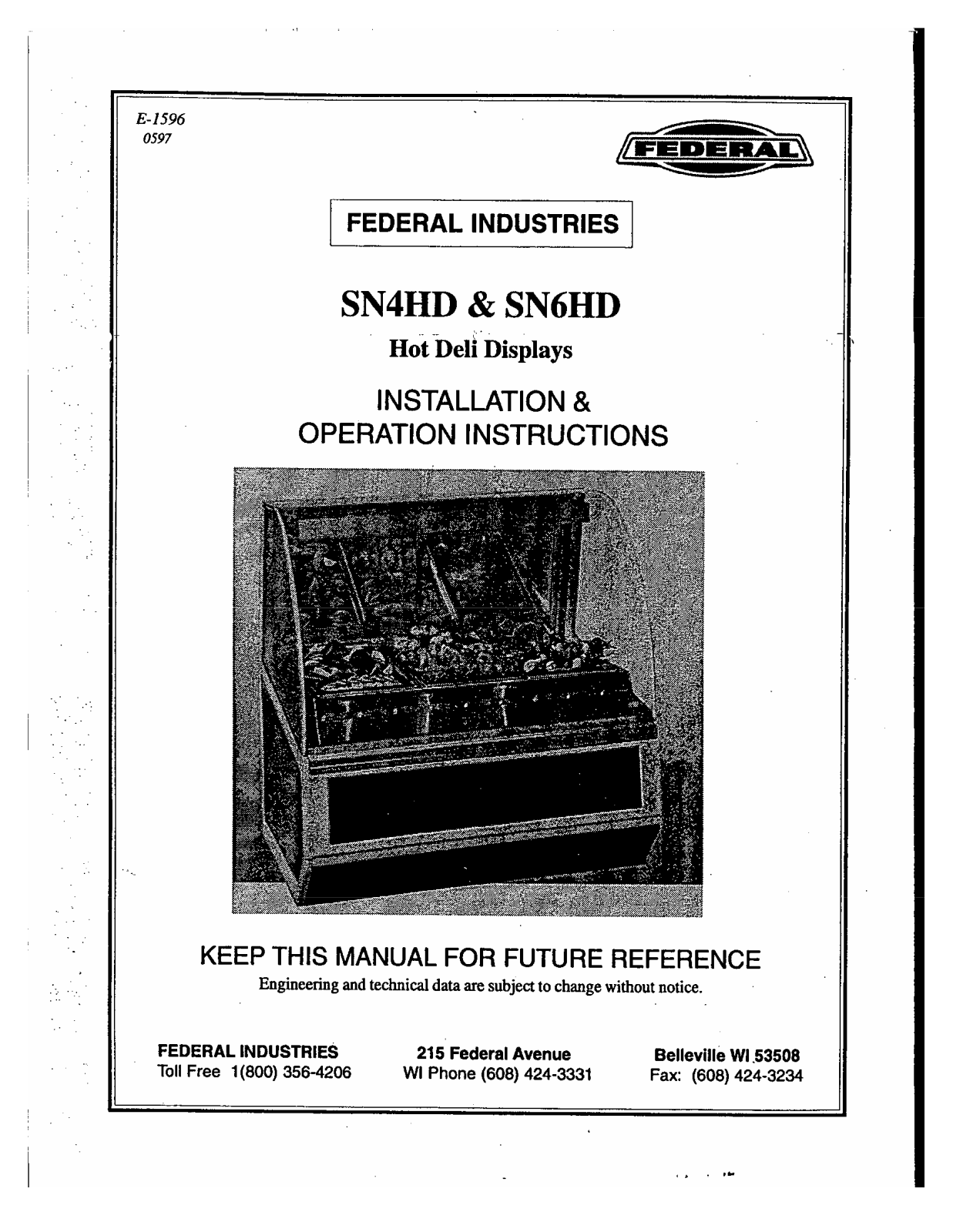 Federal Industries SN4HD Installation  Manual