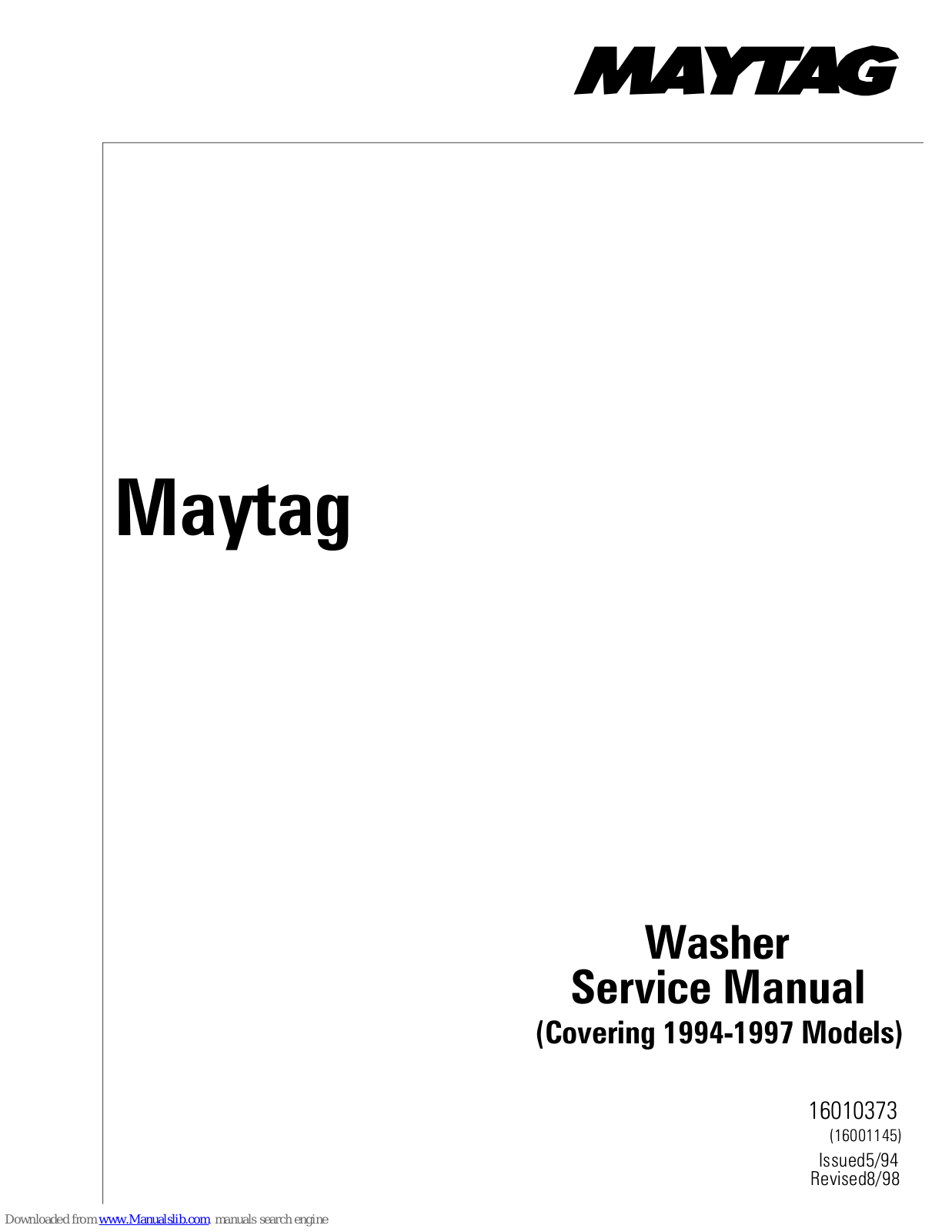 Maytag LAT2500, LAT5005, LAT2914, LAT5004, LAT5914 Service Manual