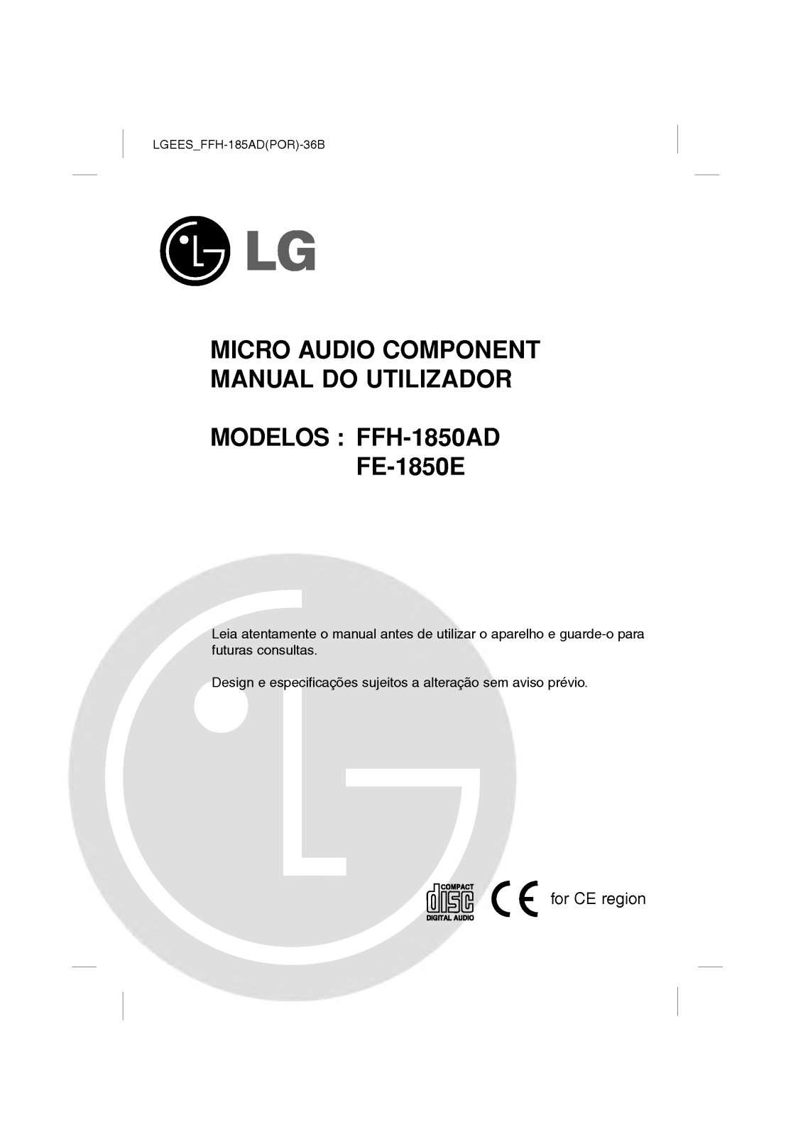 Lg FFH-1850AD, FE-1850E User Manual