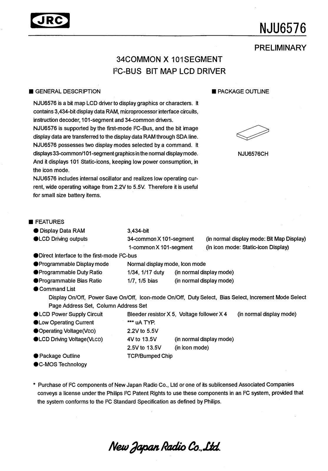 JRC NJU6576CH Datasheet