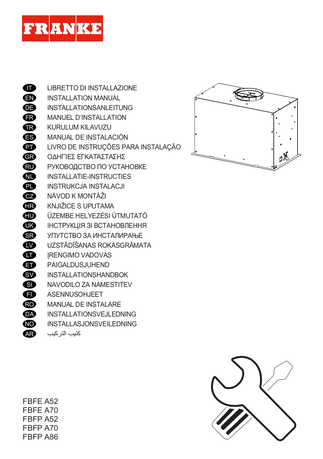 Franke FBFE A52, FBFE A70, FBFP A52, FBFP A70, FBFP A86 Installation/Assembly Instructions - ManualMachine.com