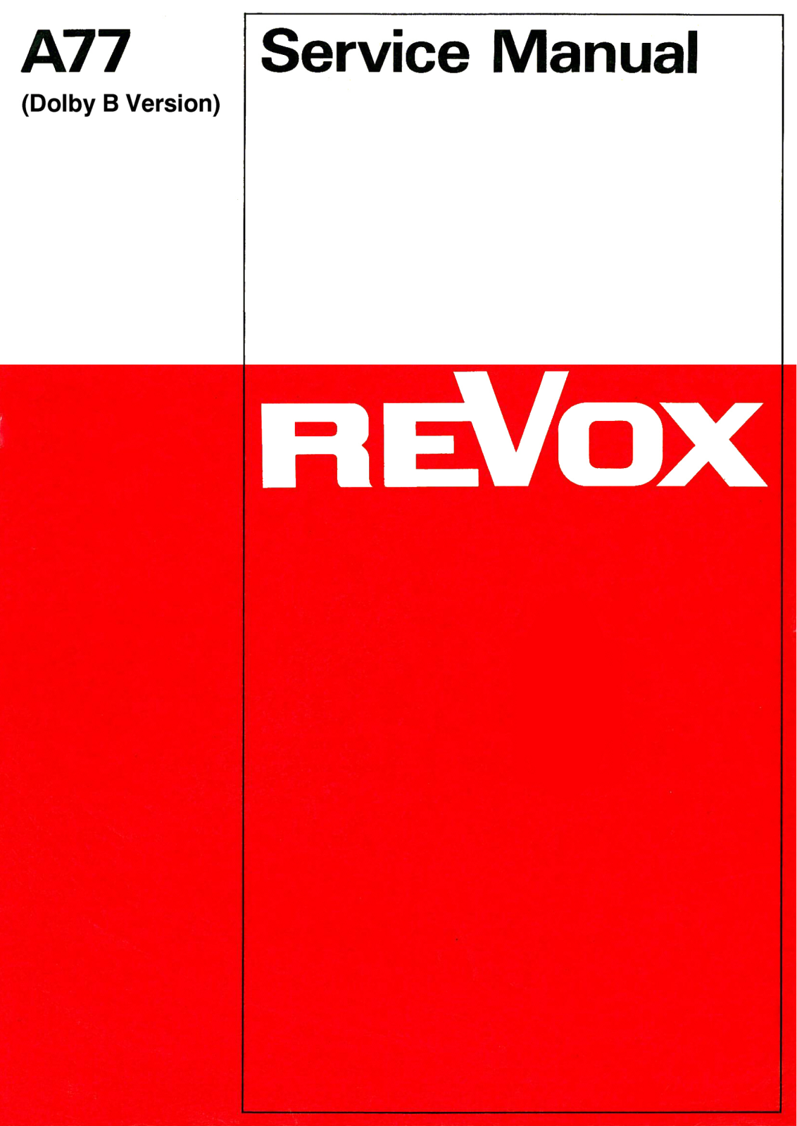 Revox A77 User Manual