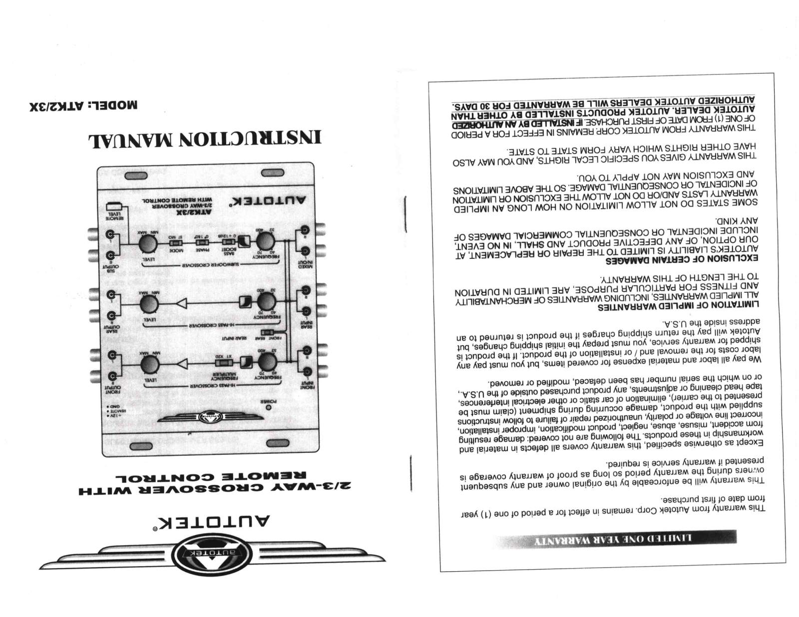 Autotek ATK2/3X Instruction Manual