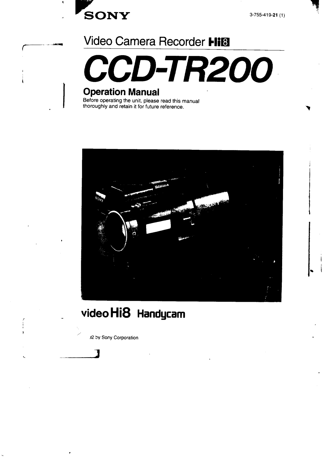 Sony CCD-TR200 User Manual