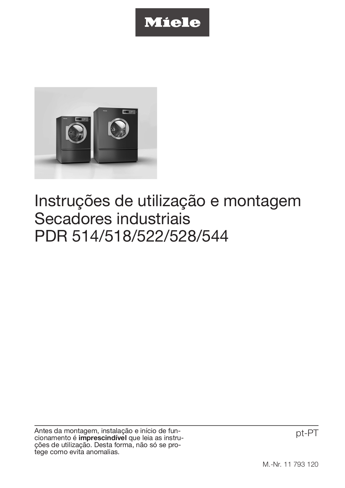 Miele PDR 514, PDR 518, PDR 522, PDR 528, PDR 544 User manual