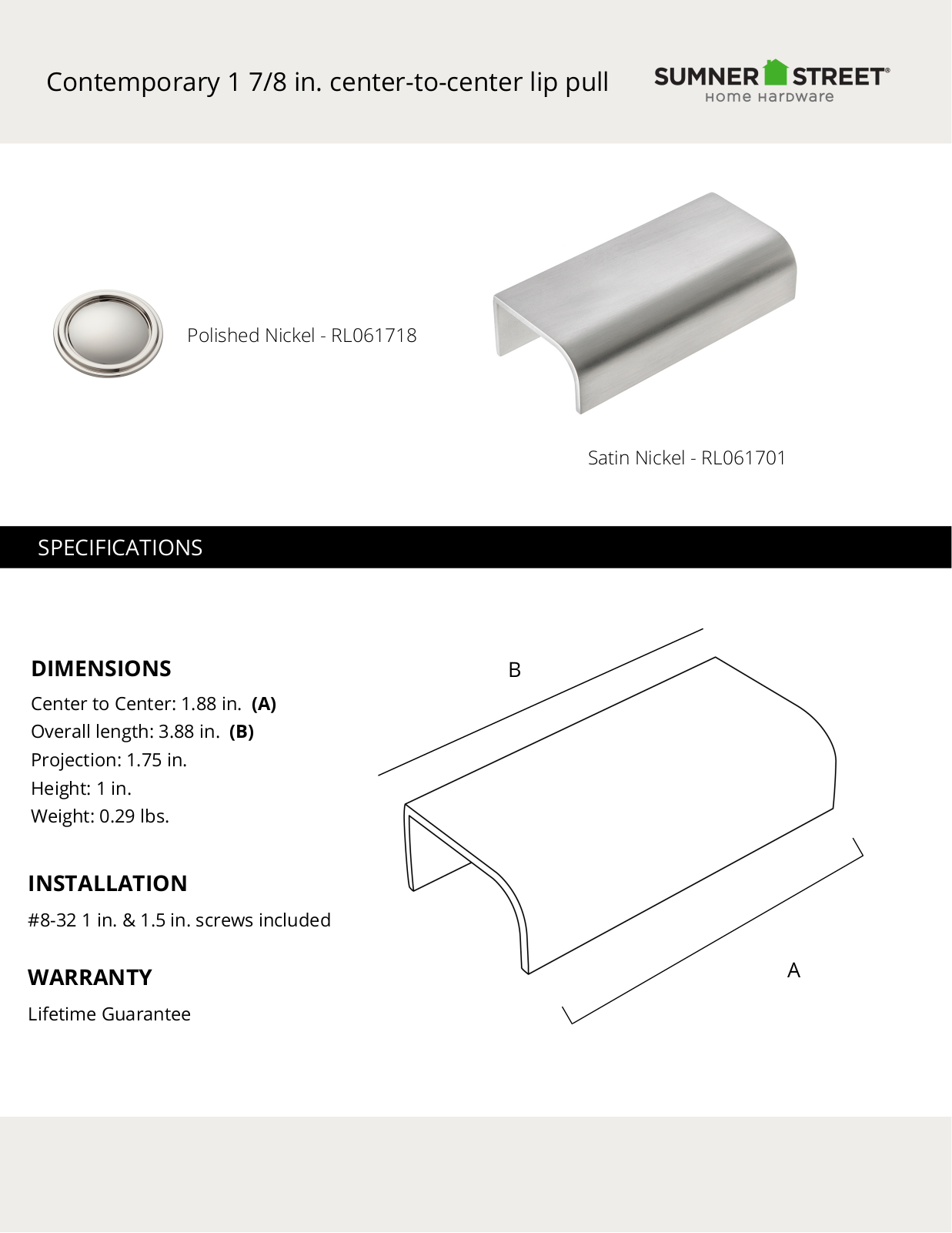 Sumner Street Home Hardware CTHD1124 Specifications - ManualMachine.com