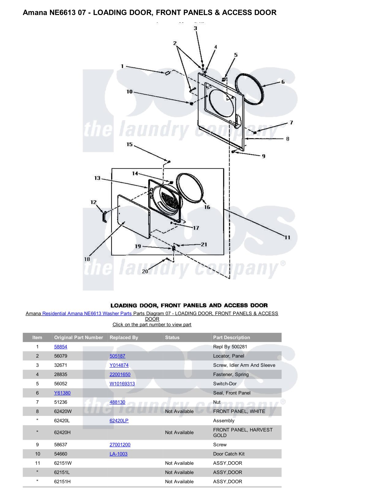 Amana NE6613 Parts Diagram