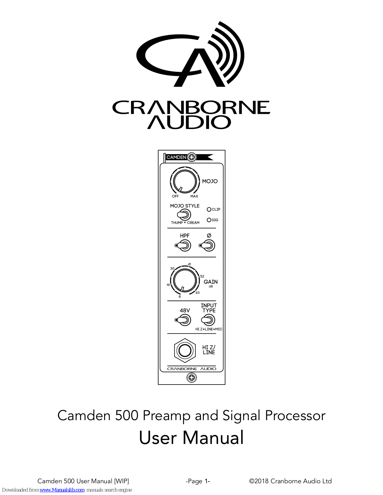 Cranborne Audio Camden 500 User Manual