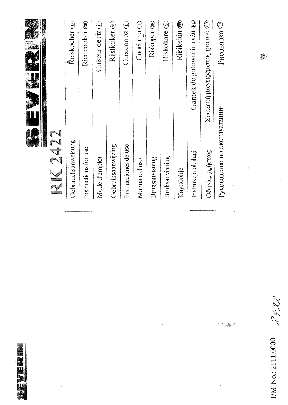 SEVERIN RK 2422 User Manual