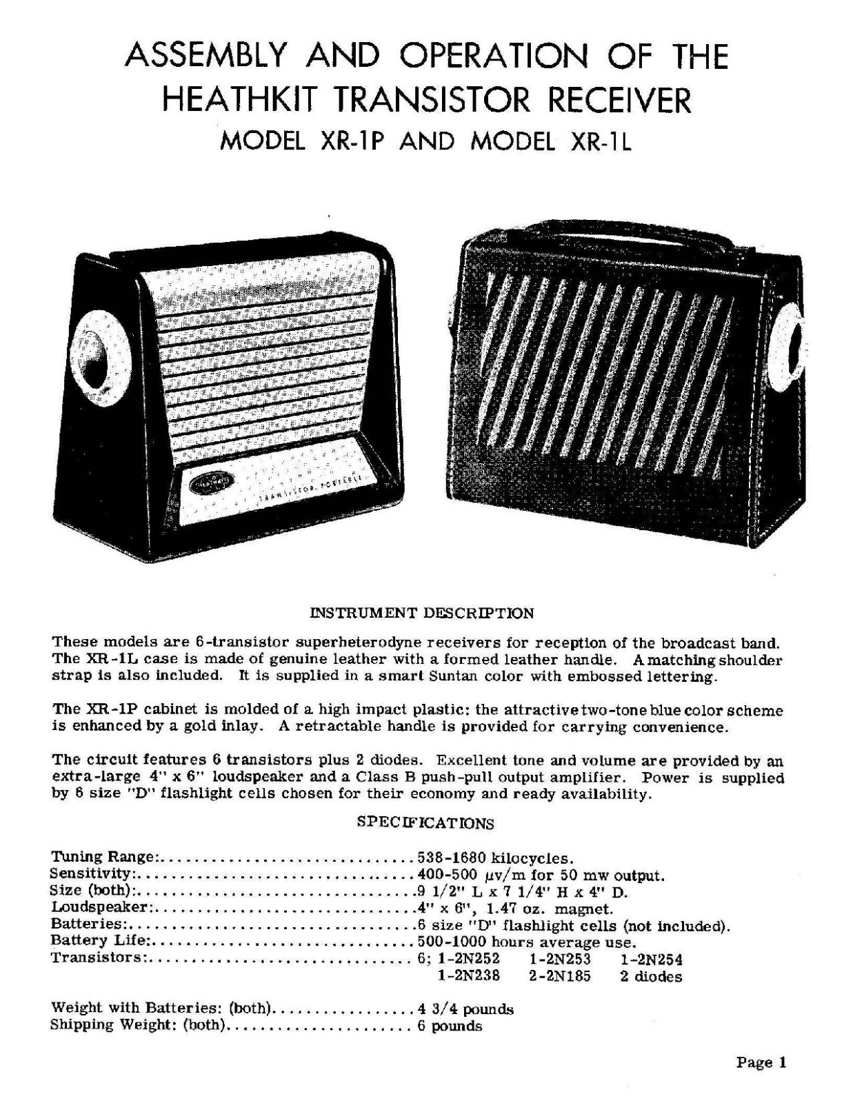 Heathkit XR-1 Service Manual