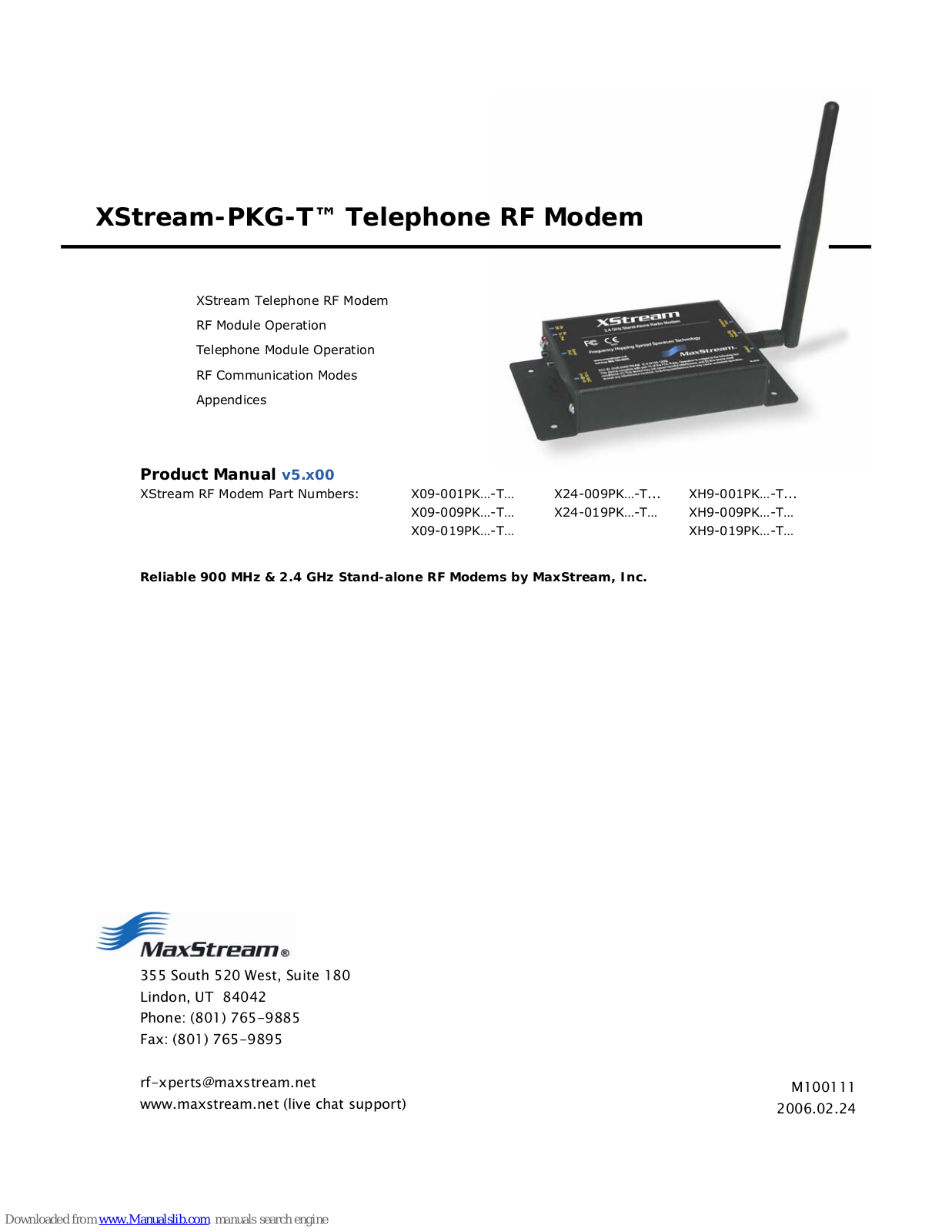 MaxStream 9XStream-PKG-T, 24XStream-PKG-T Product Manual