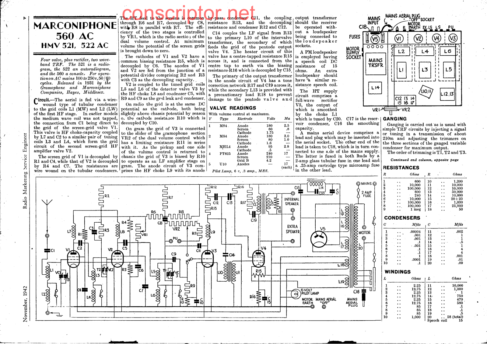 H.M.V. 521, 522 AC Service manual