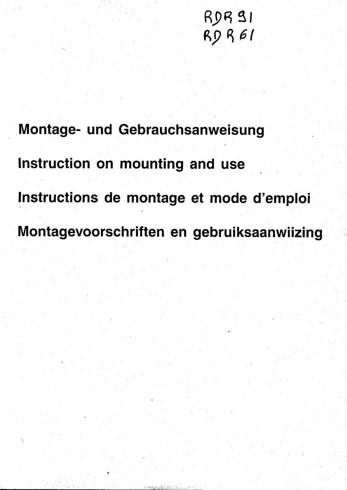 Rosières RDR91 User Manual