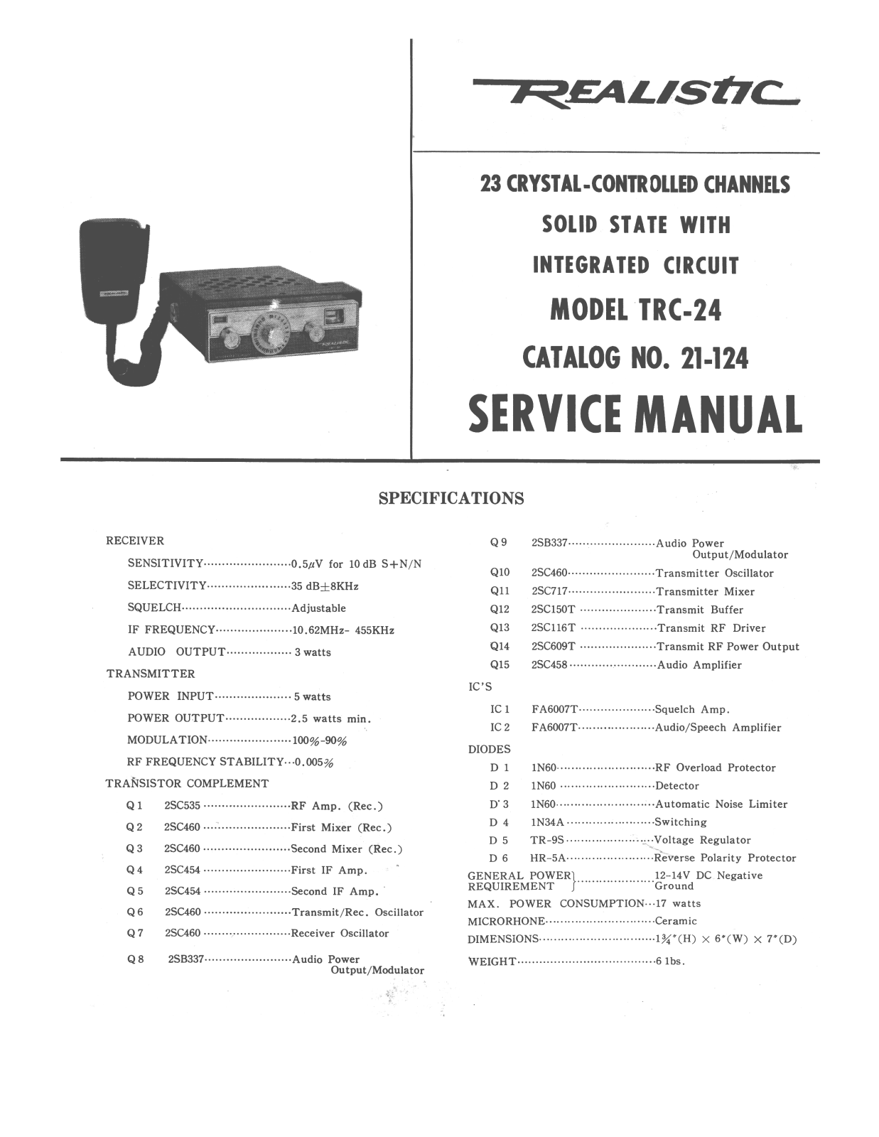 Realistic   RadioShack TRC-24 Service Manual