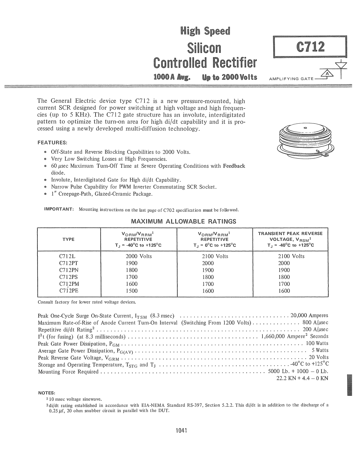 Powerex C712 Data Sheet