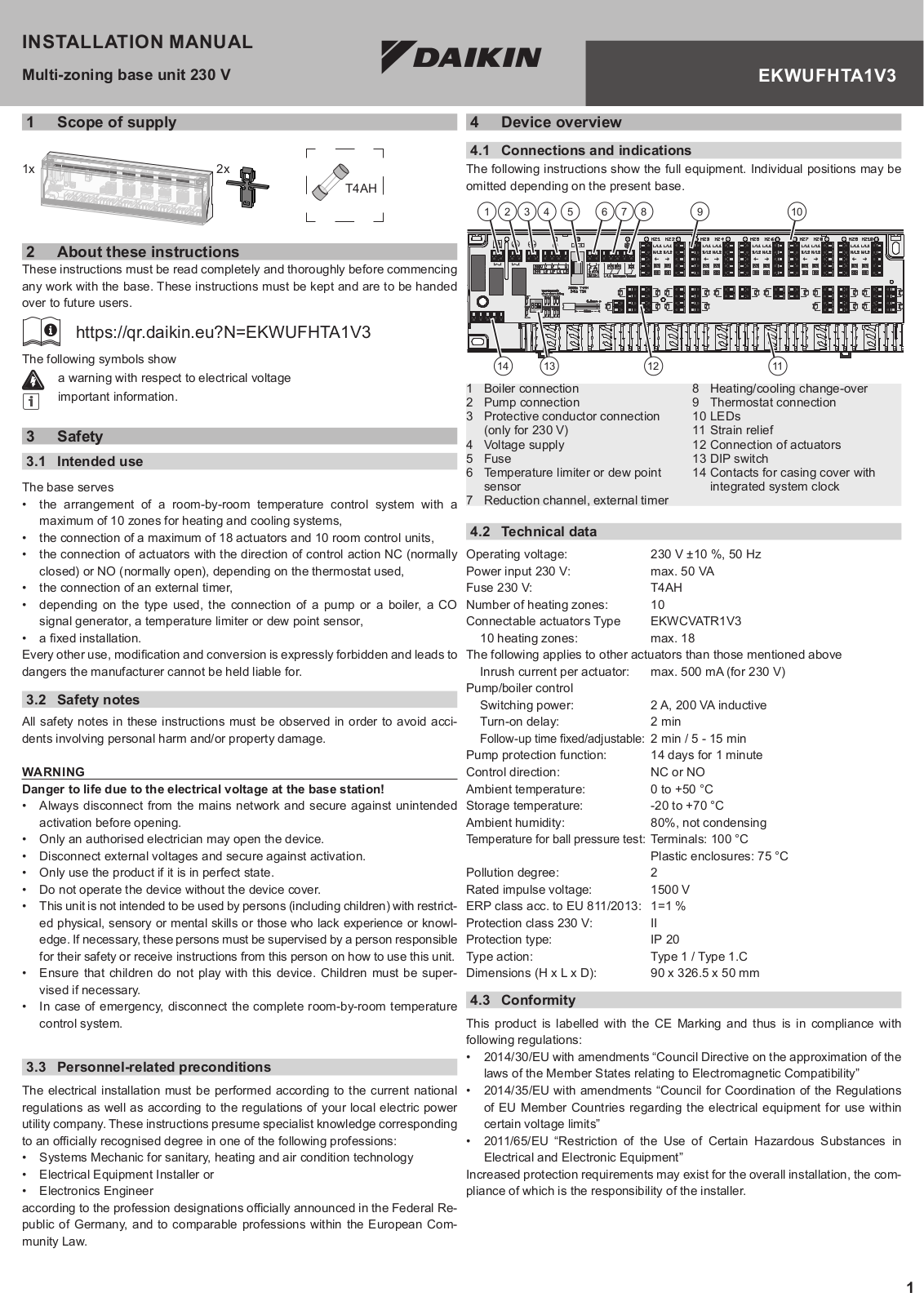 Daikin EKWUFHTA1V3 Installation manuals