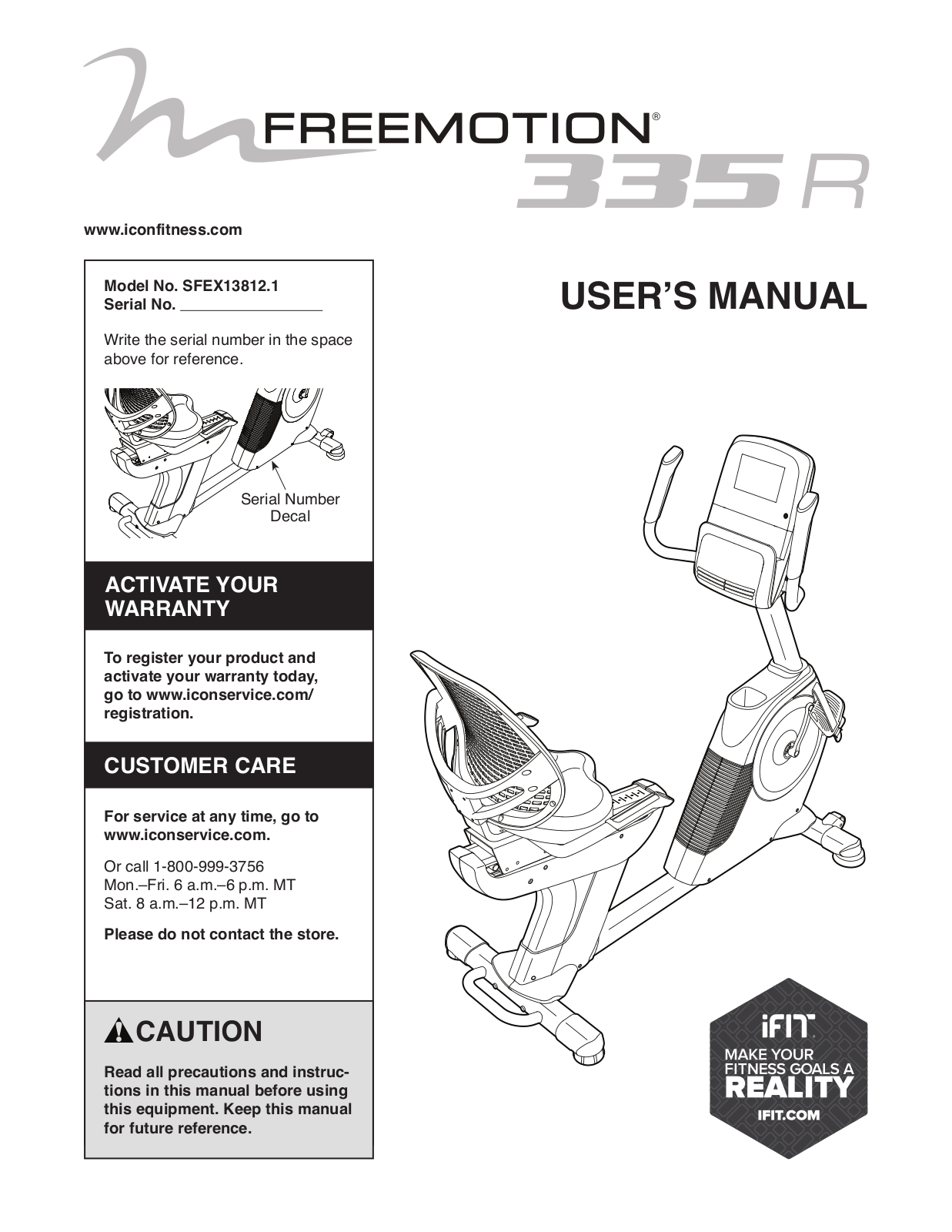 FreeMotion SFEX138121 Owner's Manual