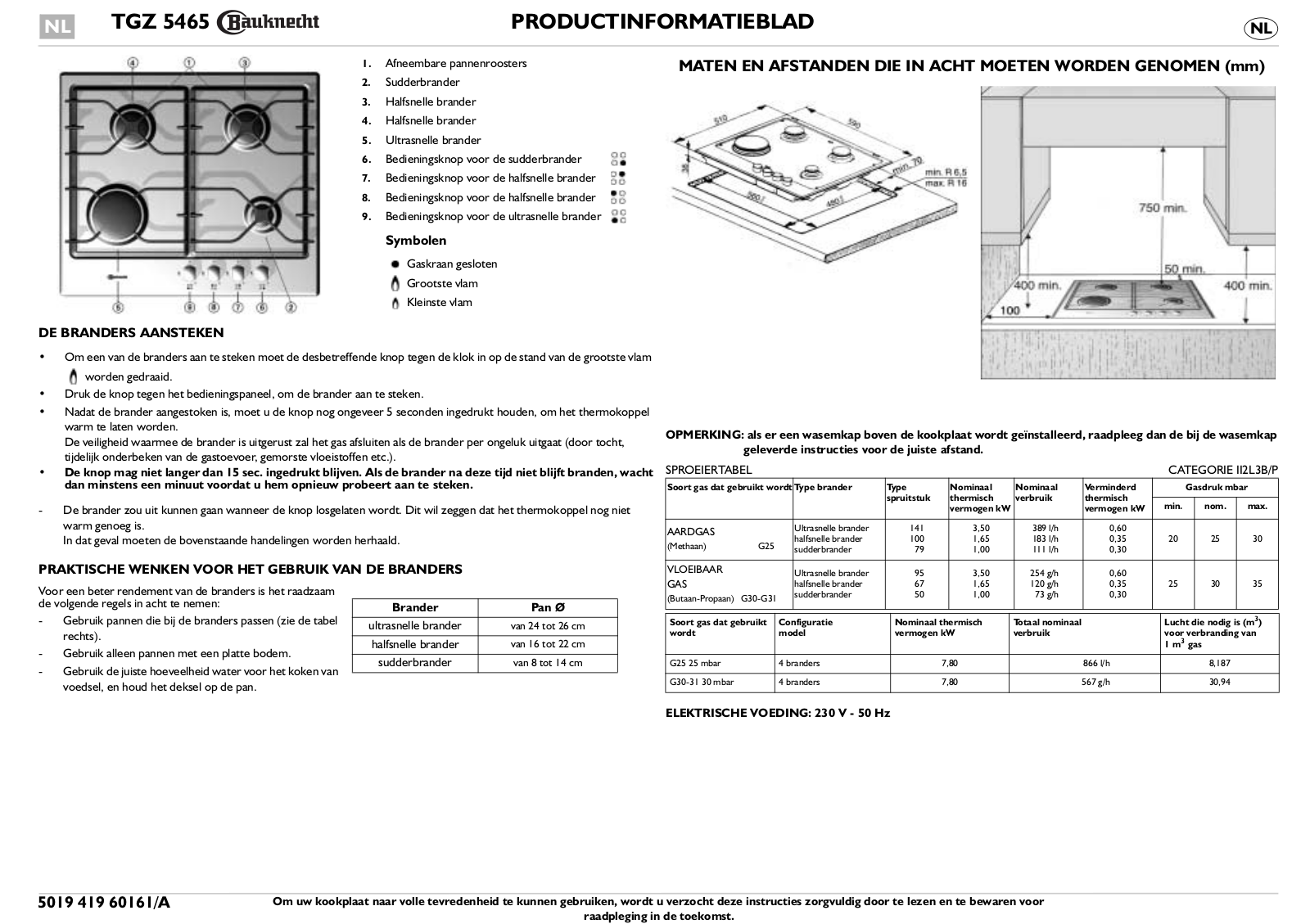 Whirlpool TGZ 5465 IN, TGZ 5465/IN/01 INSTRUCTION FOR USE