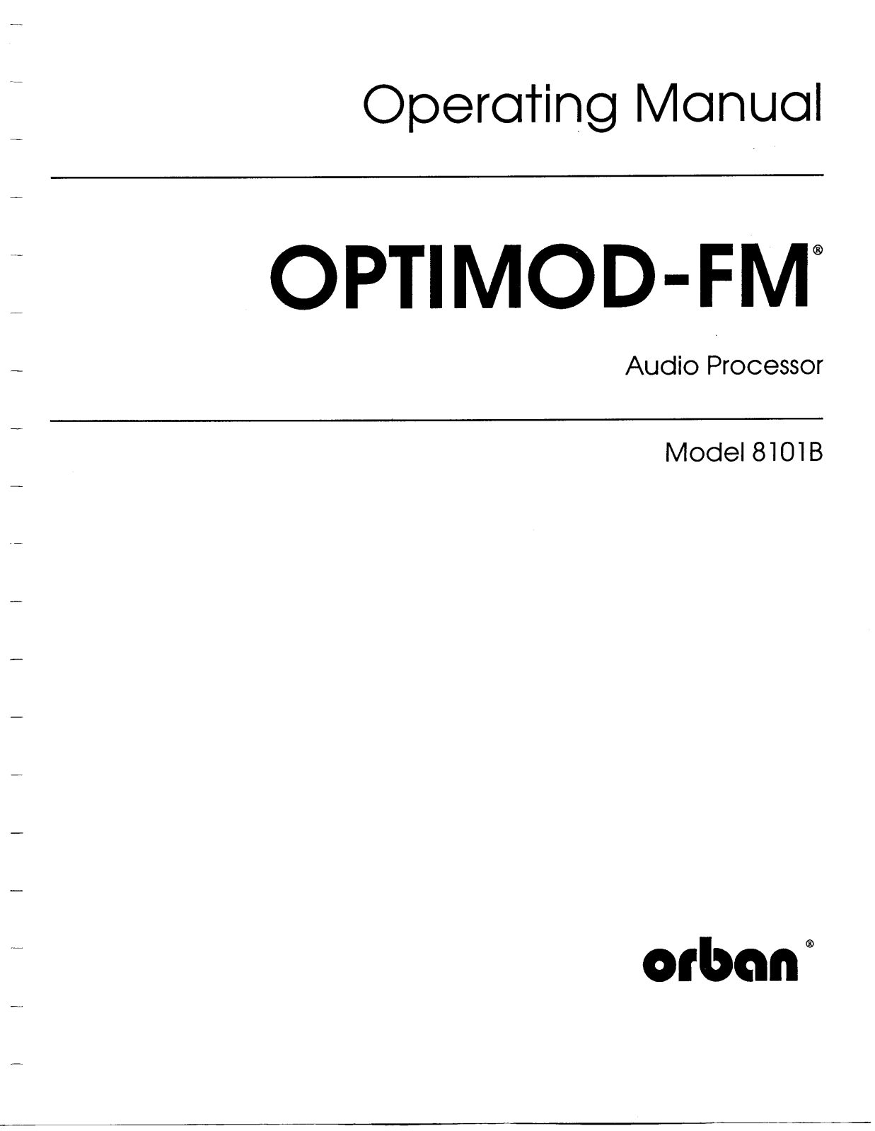 Orban FM 8101B Service manual