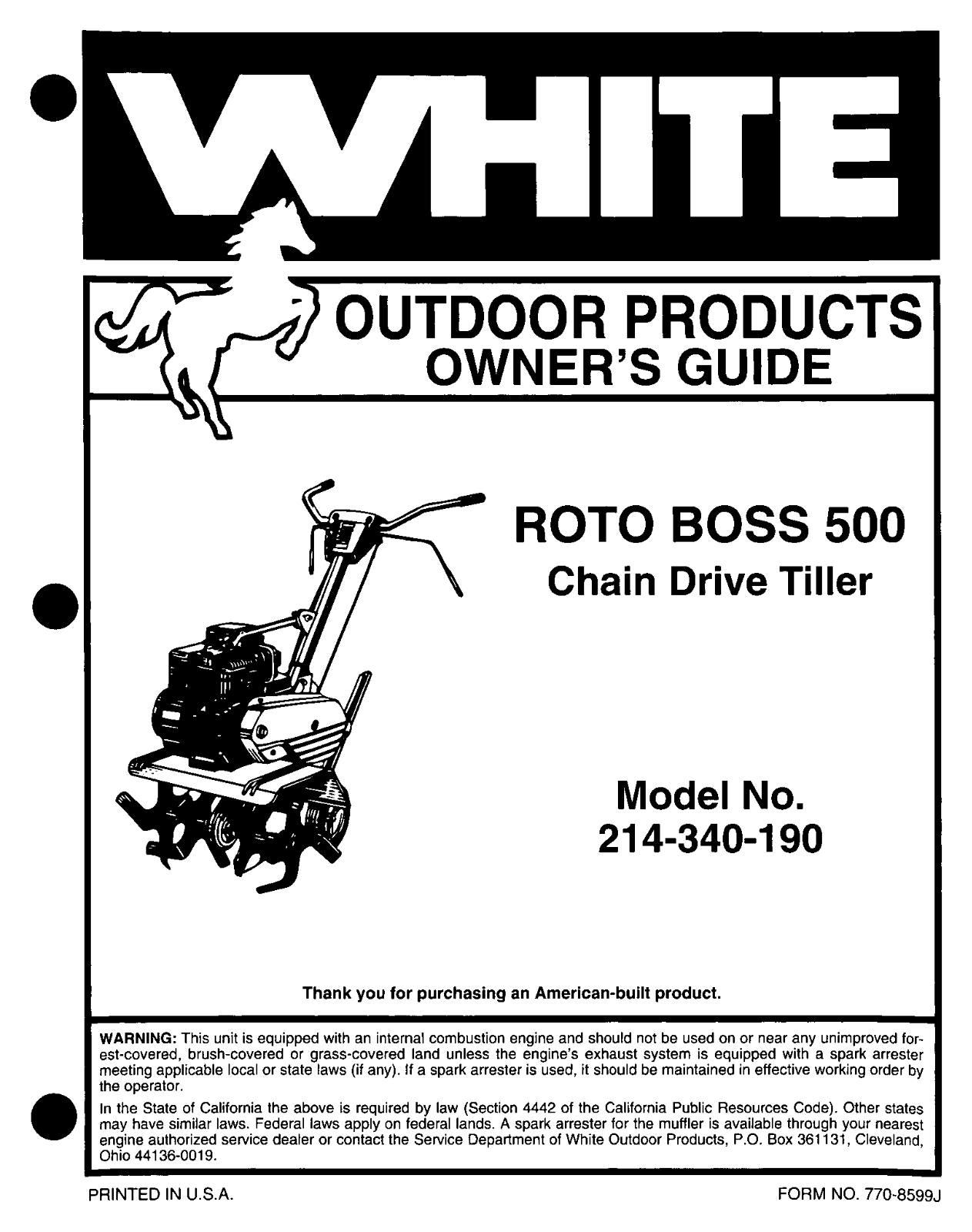 White Outdoor 214-340-190 User Manual