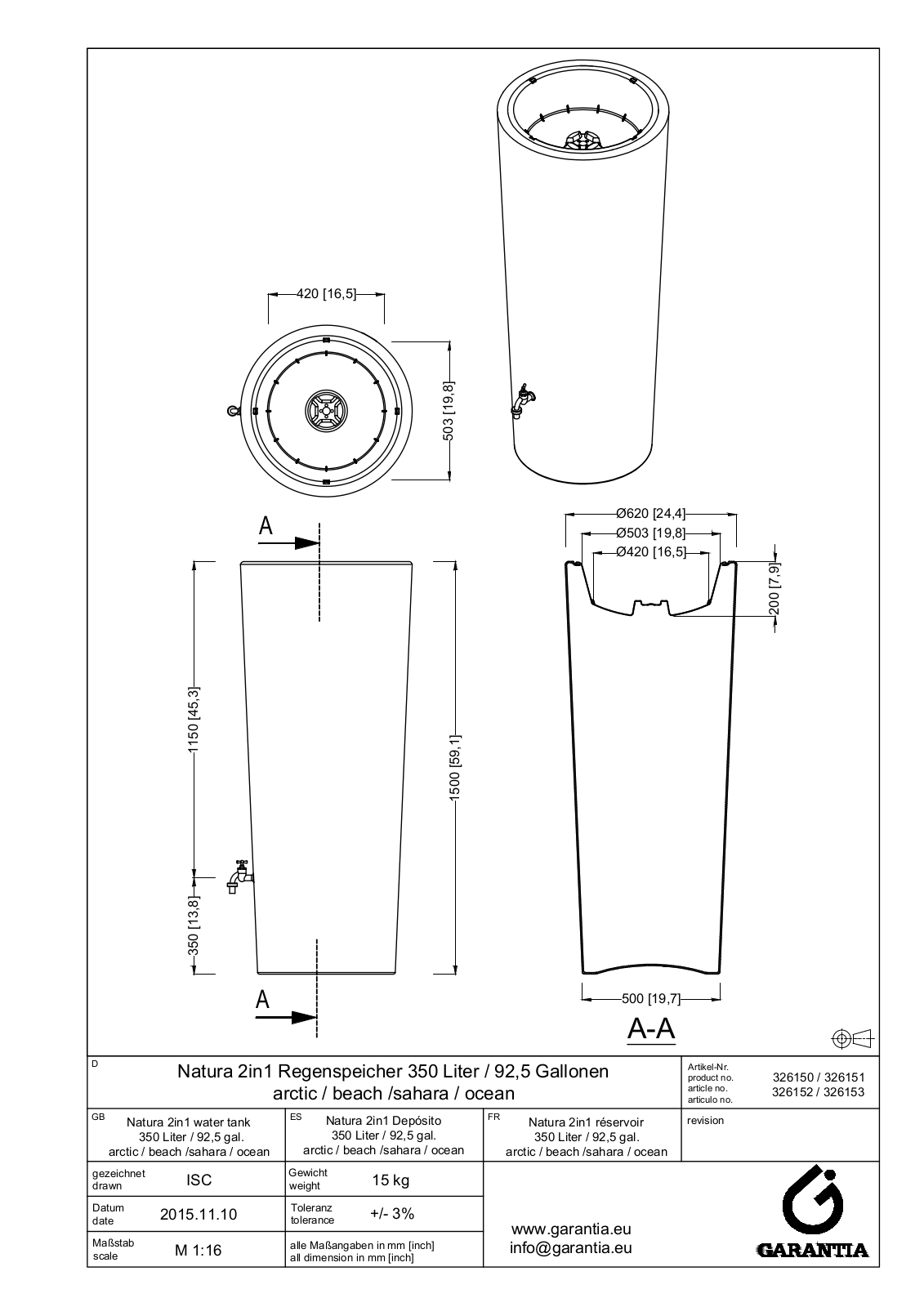 Garantia Natura 2in1 Regenspeicher 350 Liter-92 Schematic